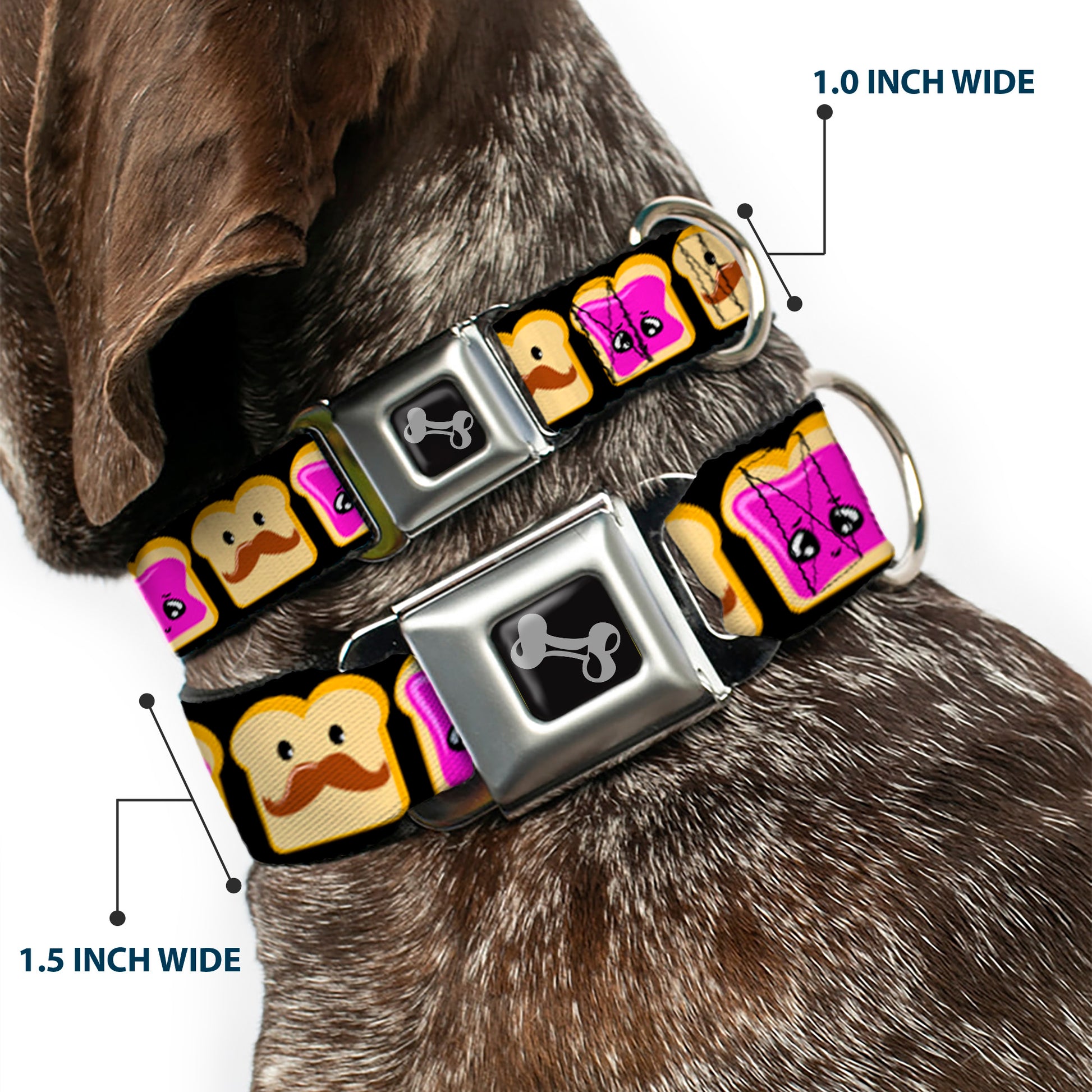 Dog Bone Seatbelt Buckle Collar - Peanut Butter w/Mustache & Jelly Seatbelt Buckle Collars Buckle-Down