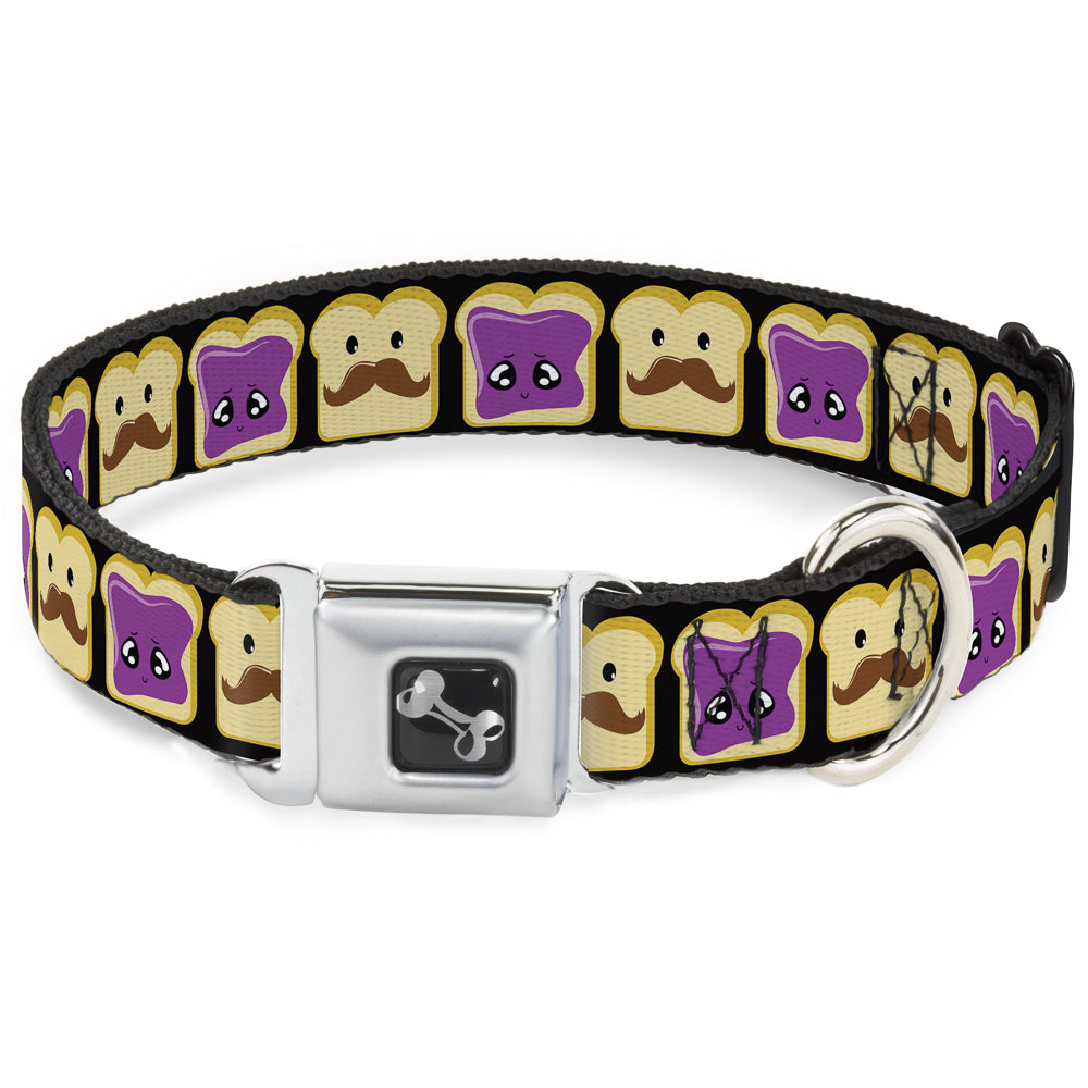 Dog Bone Seatbelt Buckle Collar - Peanut Butter w/Mustache & Jelly Seatbelt Buckle Collars Buckle-Down