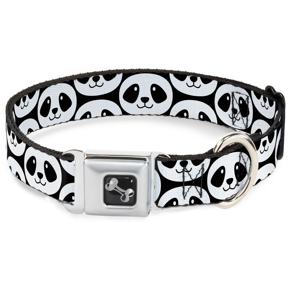 Dog Bone Seatbelt Buckle Collar - Smiling Panda Repeat Black/White Seatbelt Buckle Collars Buckle-Down