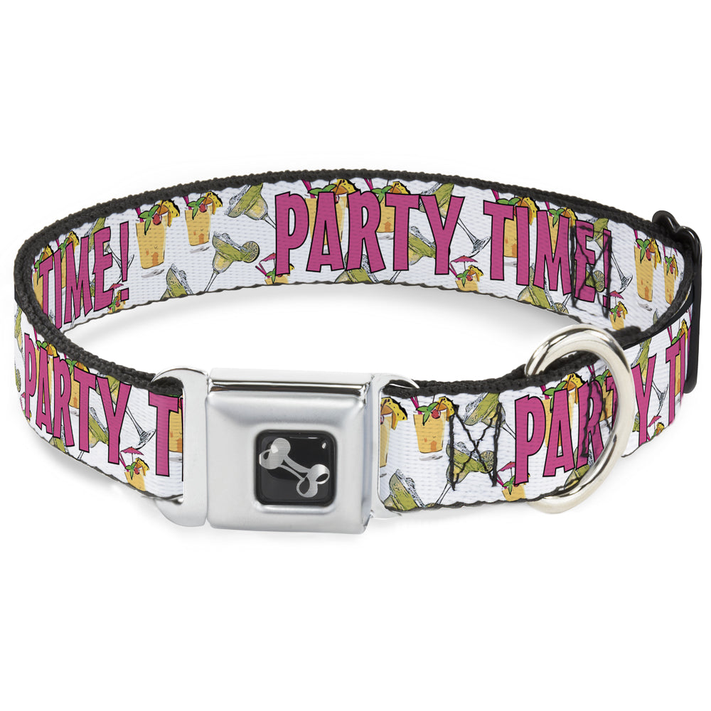 Buckle-Down Seatbelt Buckle Dog Collar - PARTY TIME! w/Drinks Seatbelt Buckle Collars Buckle-Down