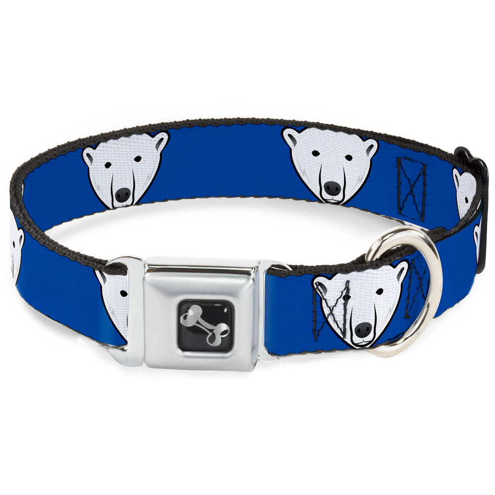Dog Bone Seatbelt Buckle Collar - Polar Bear w/Mustache Royal Seatbelt Buckle Collars Buckle-Down