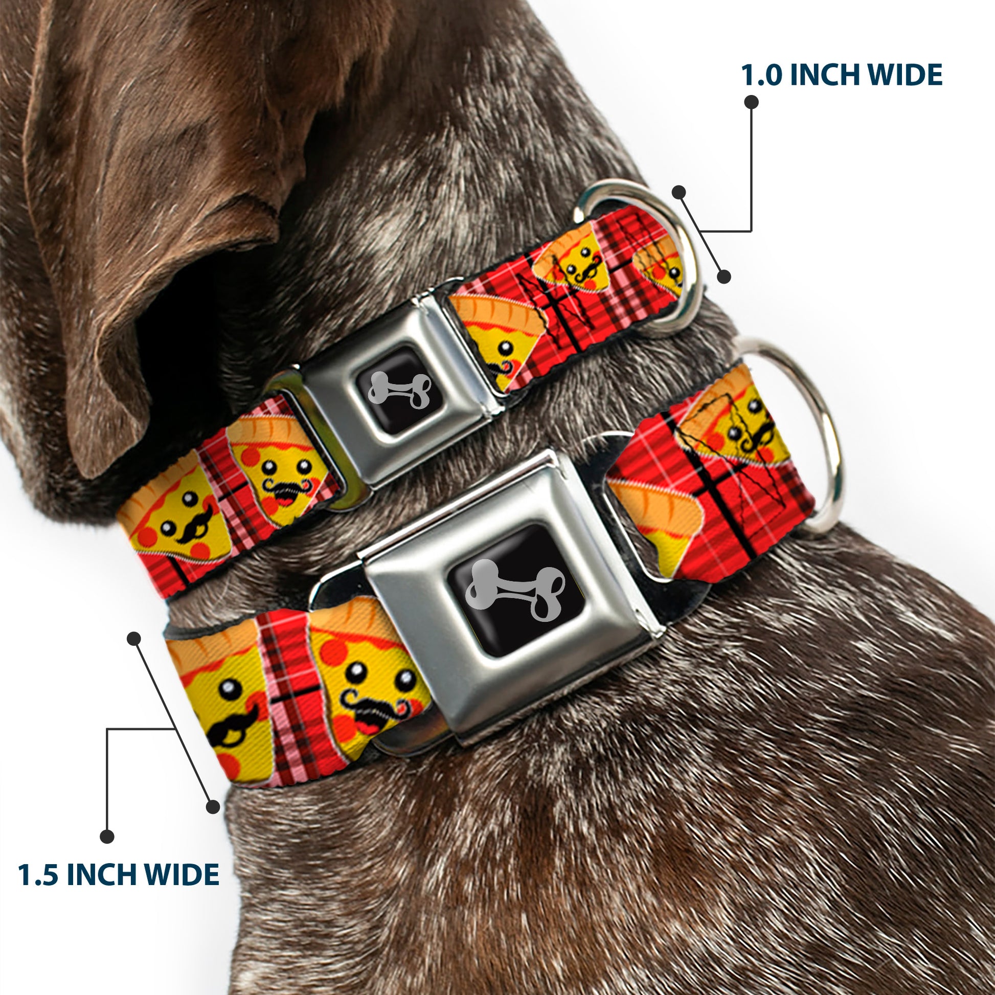 Dog Bone Seatbelt Buckle Collar - Pizza Man Plaid Red Seatbelt Buckle Collars Buckle-Down
