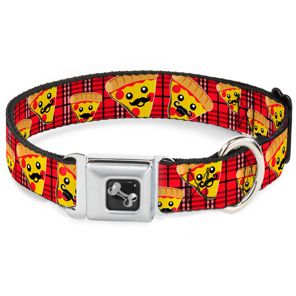 Dog Bone Seatbelt Buckle Collar - Pizza Man Plaid Red Seatbelt Buckle Collars Buckle-Down