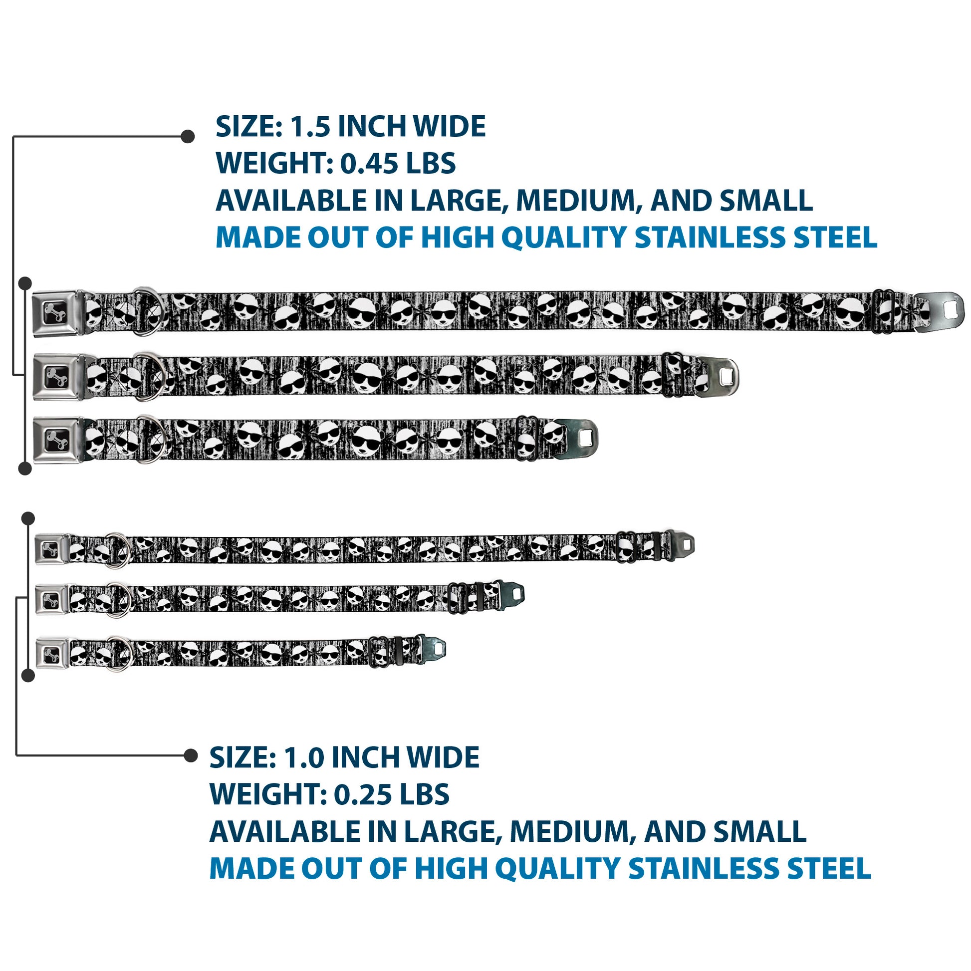 Dog Bone Seatbelt Buckle Collar - Panda w/Sunglasses & Palm Trees Seatbelt Buckle Collars Buckle-Down