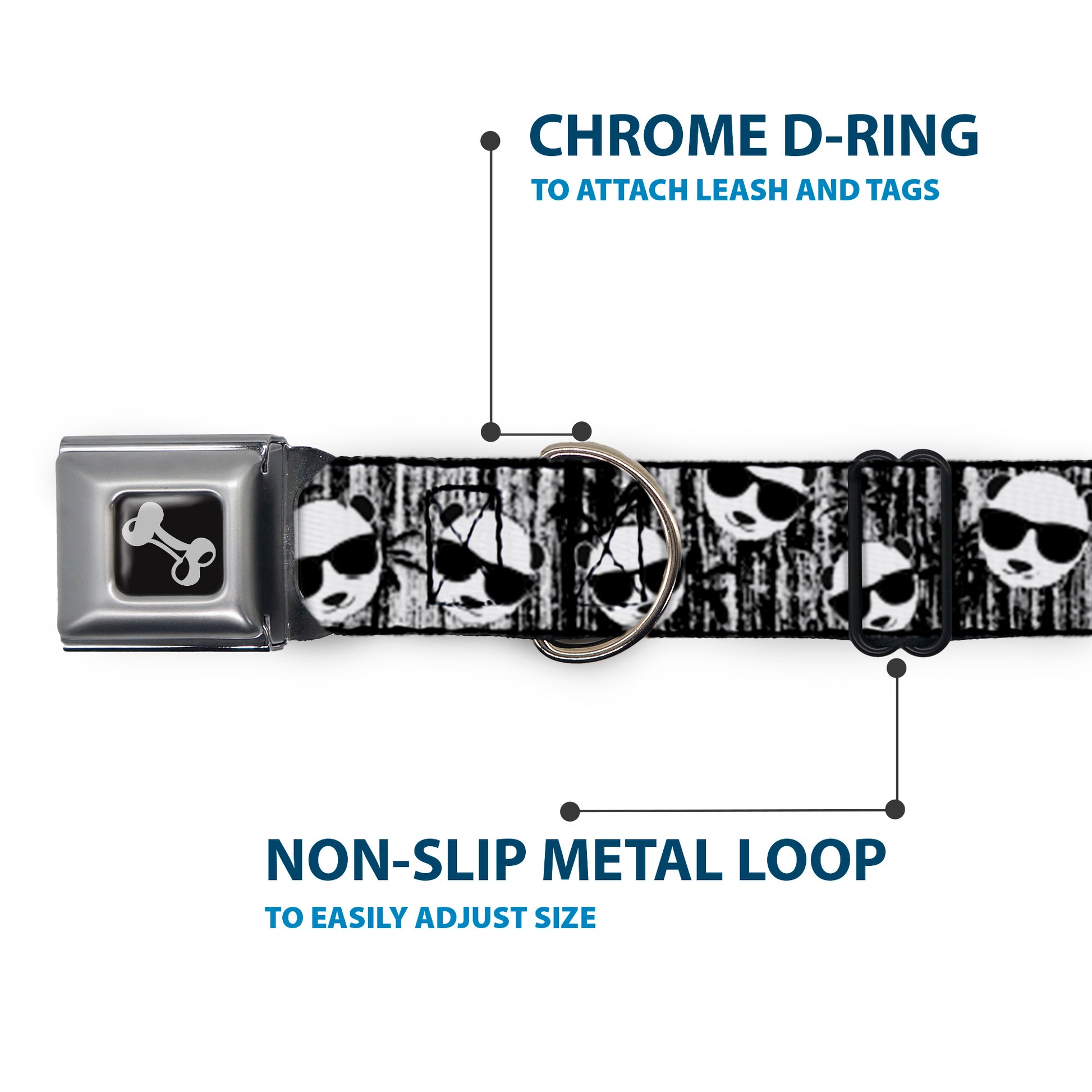 Dog Bone Seatbelt Buckle Collar - Panda w/Sunglasses & Palm Trees Seatbelt Buckle Collars Buckle-Down