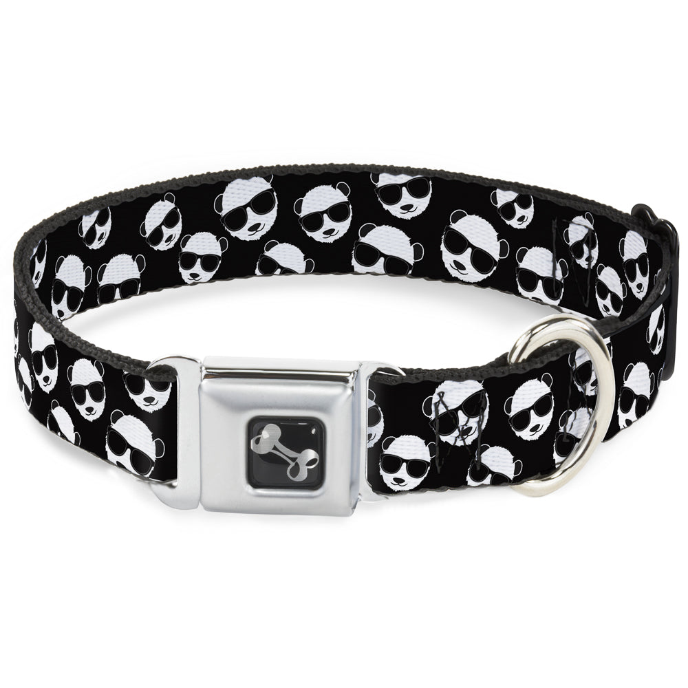 Dog Bone Seatbelt Buckle Collar - Multi Panda w/Sunglasses Black/White Seatbelt Buckle Collars Buckle-Down
