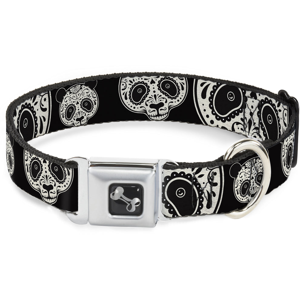 Dog Bone Seatbelt Buckle Collar - Panda Bear Sugar Skull Black/White Seatbelt Buckle Collars Buckle-Down