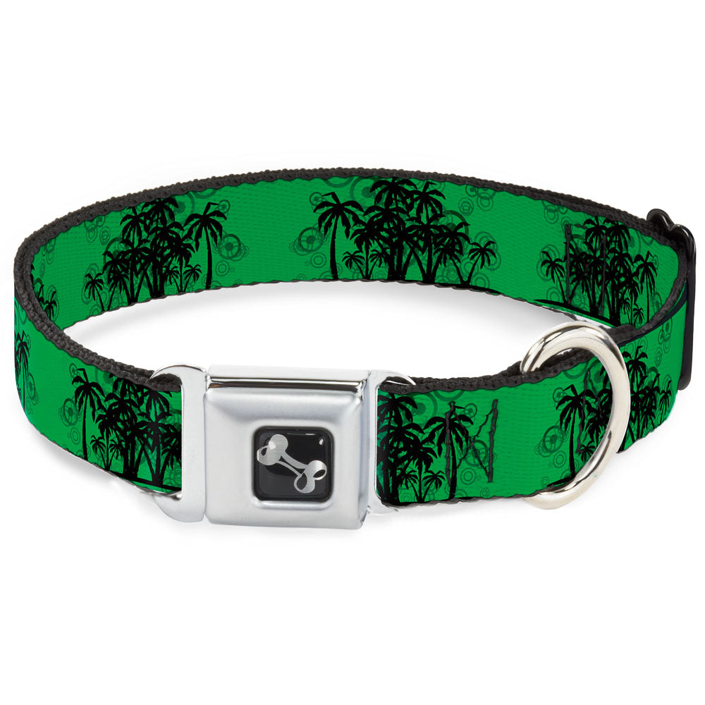 Dog Bone Seatbelt Buckle Collar - Palm Trees Greens/Black Seatbelt Buckle Collars Buckle-Down