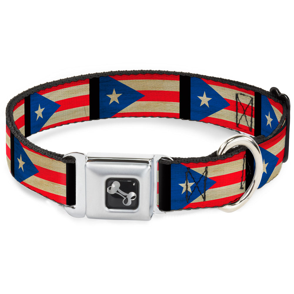Dog Bone Seatbelt Buckle Collar - Puerto Rico Flag Weathered Seatbelt Buckle Collars Buckle-Down