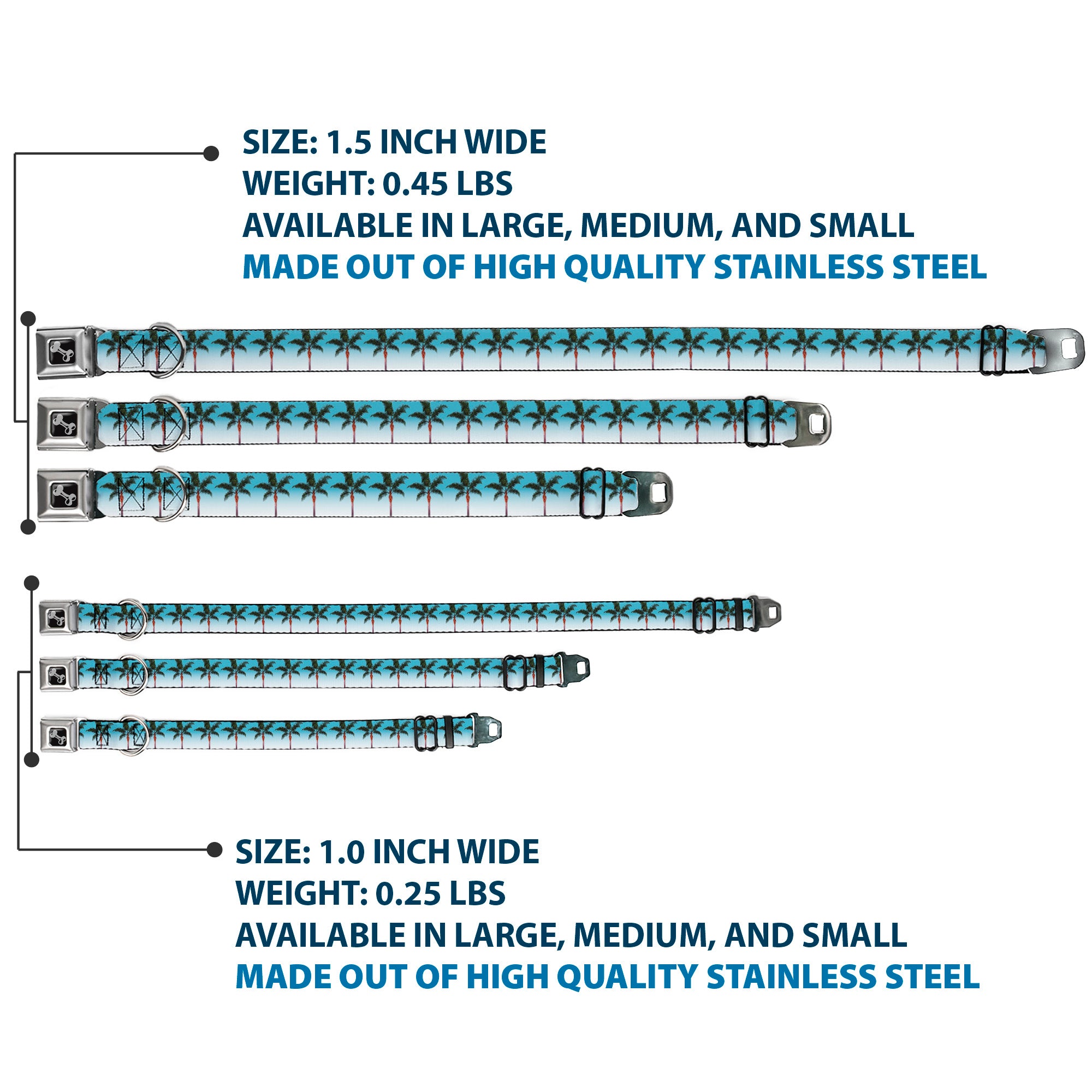 Dog Bone Seatbelt Buckle Collar - Palm Tree Skyline Seatbelt Buckle Collars Buckle-Down