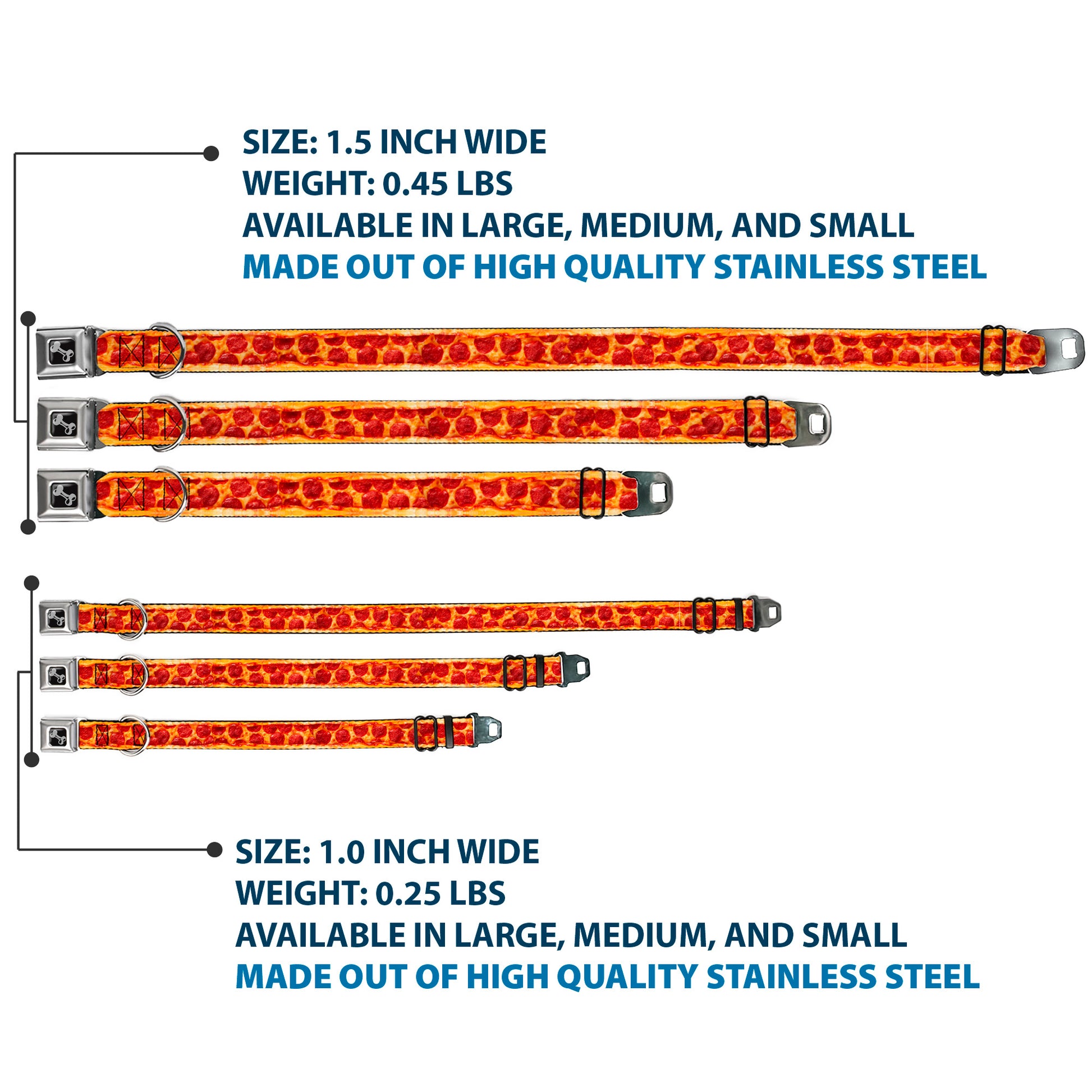 Dog Bone Seatbelt Buckle Collar - Pepperoni Pizza w/Crust Vivid Seatbelt Buckle Collars Buckle-Down
