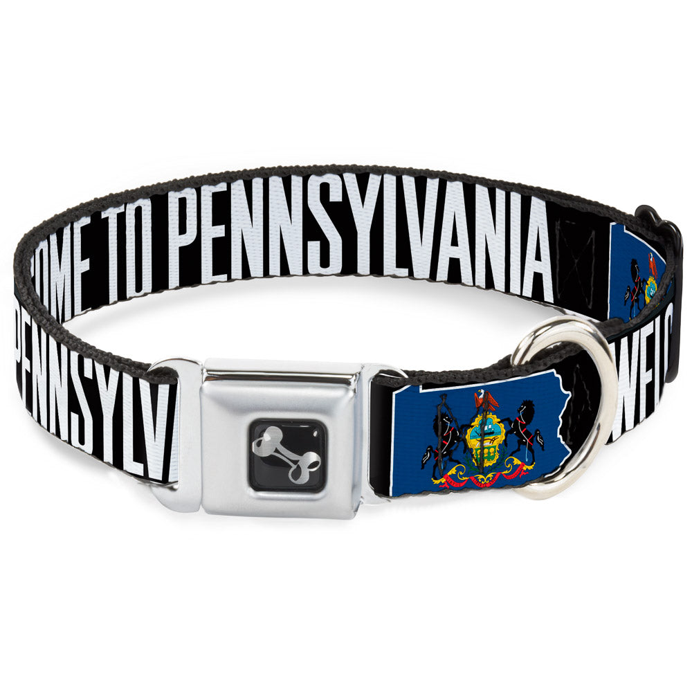 Dog Bone Seatbelt Buckle Collar - Pennsylvania Flag Silhouette WELCOME TO PENNSYLVANIA Seatbelt Buckle Collars Buckle-Down