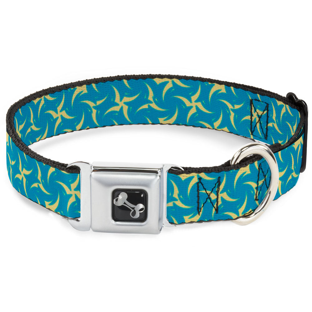 Dog Bone Seatbelt Buckle Collar - Pinwheel Plumes Beige/Turquoise Seatbelt Buckle Collars Buckle-Down