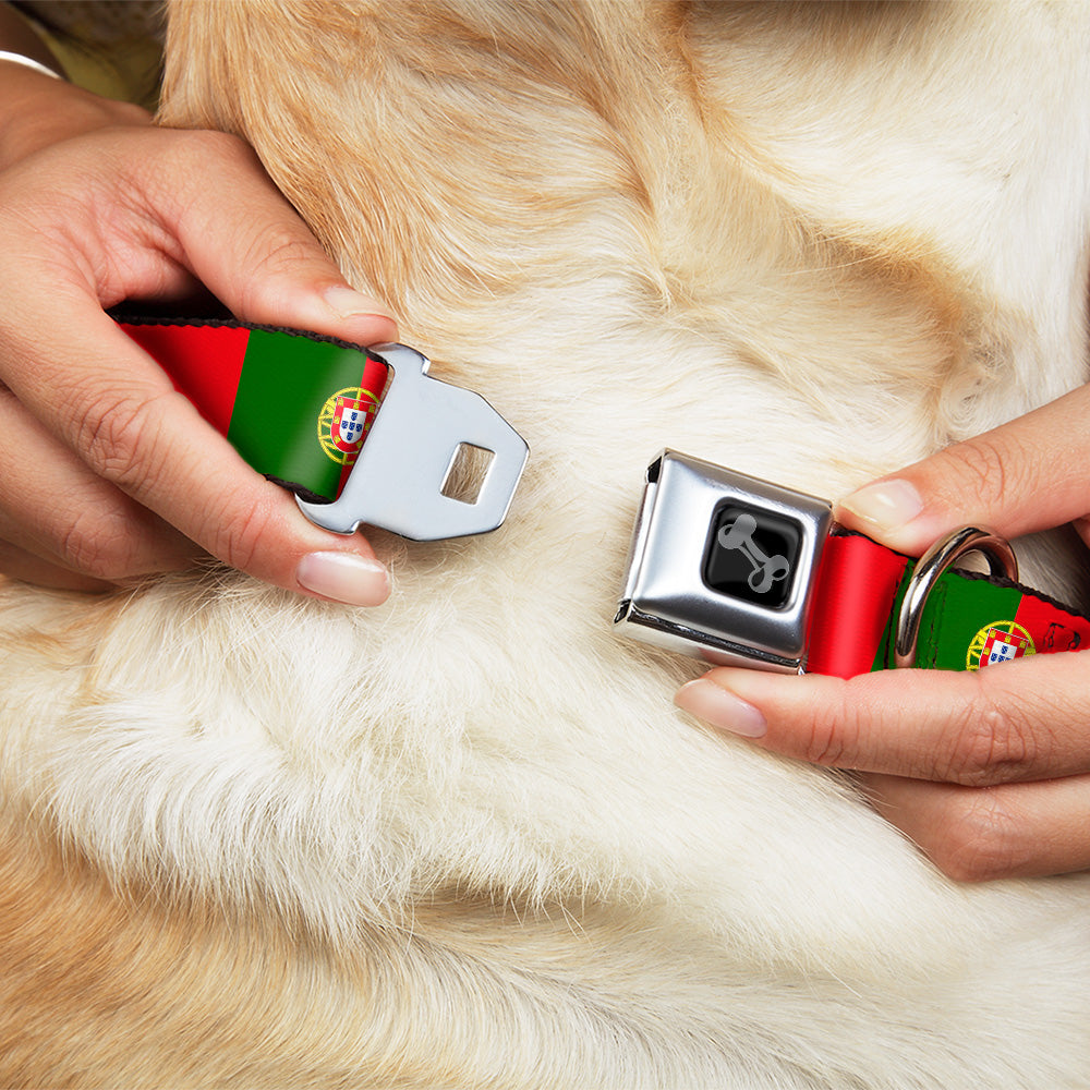Dog Bone Black/Silver Seatbelt Buckle Collar - Portugal Flag Green/Red Seatbelt Buckle Collars Buckle-Down