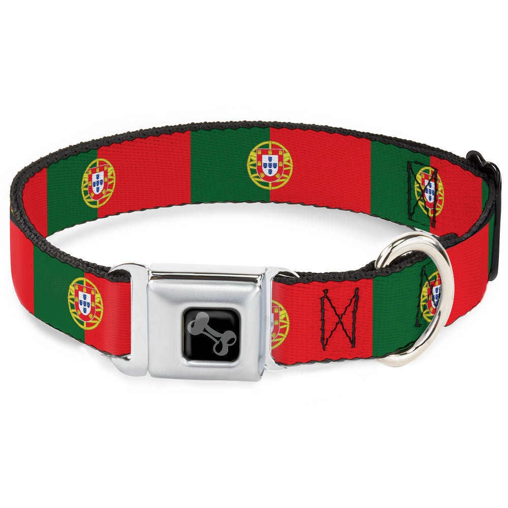 Dog Bone Black/Silver Seatbelt Buckle Collar - Portugal Flag Green/Red Seatbelt Buckle Collars Buckle-Down