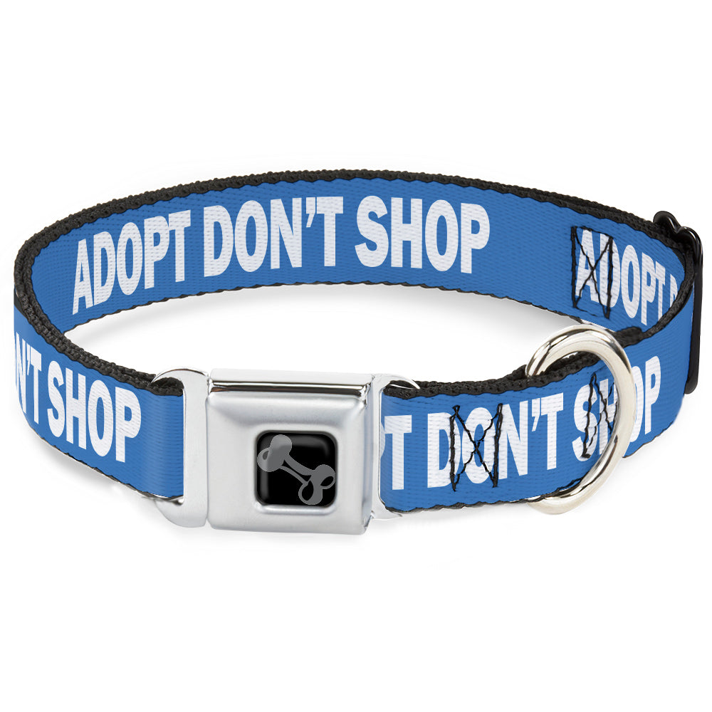 Dog Bone Black/Silver Seatbelt Buckle Collar - Pet Quote ADOPT DON'T SHOP Blue/White Seatbelt Buckle Collars Buckle-Down