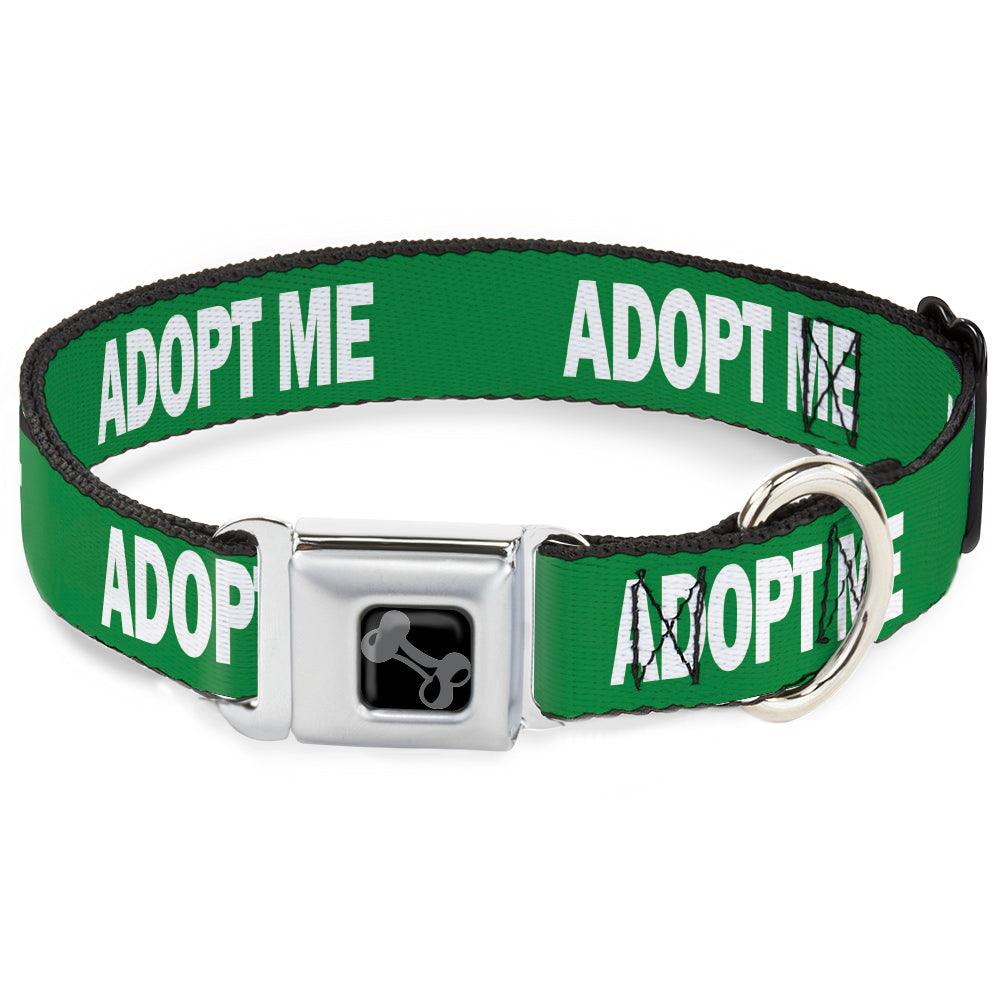 Dog Bone Black/Silver Seatbelt Buckle Collar - Pet Quote ADOPT ME Green/White Seatbelt Buckle Collars Buckle-Down