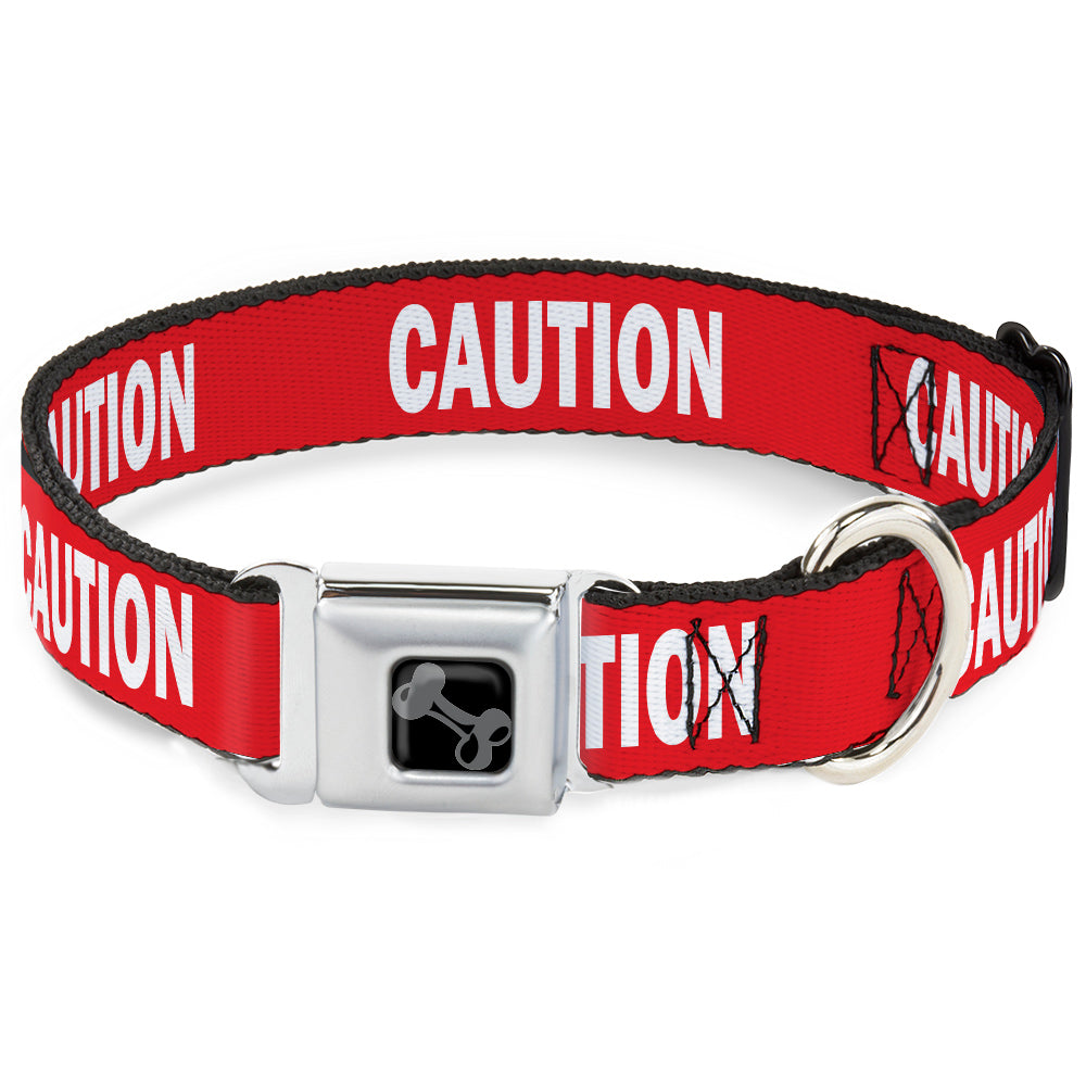 Dog Bone Black/Silver Seatbelt Buckle Collar - Pet Quote CAUTION Red/White Seatbelt Buckle Collars Buckle-Down