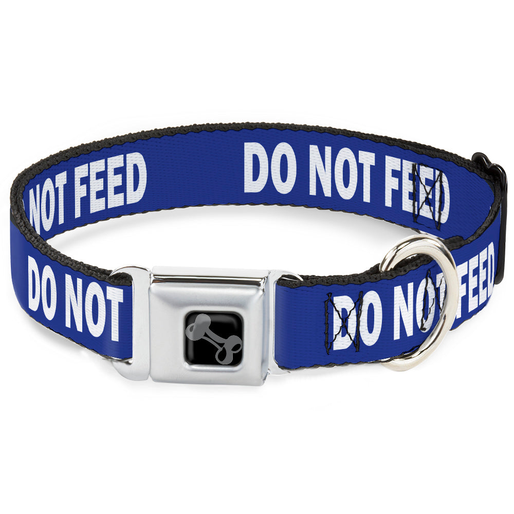 Dog Bone Black/Silver Seatbelt Buckle Collar - Pet Quote DO NOT FEED Navy/White Seatbelt Buckle Collars Buckle-Down