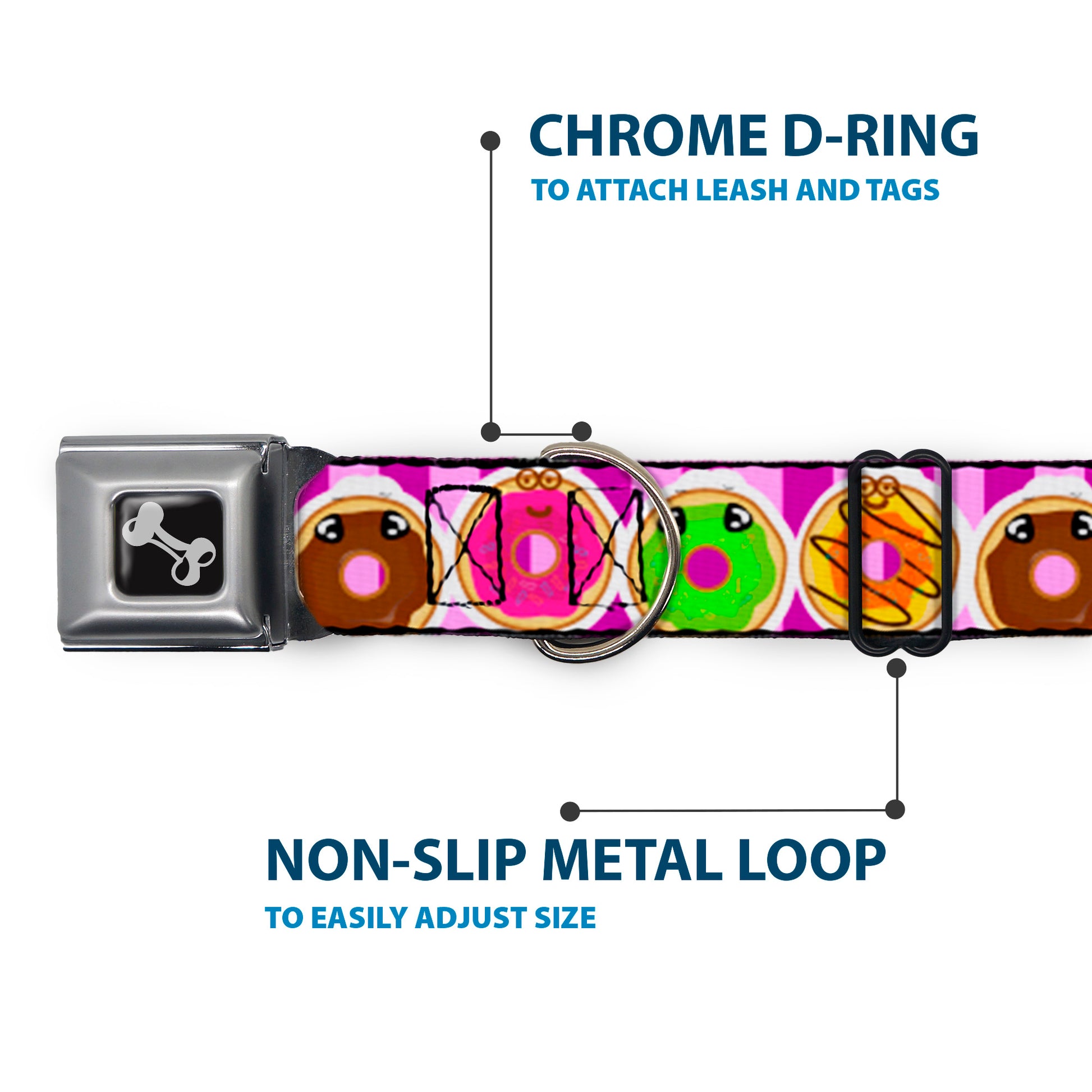 Dog Bone Seatbelt Buckle Collar - Sprinkle Donut Expressions Pink Seatbelt Buckle Collars Buckle-Down