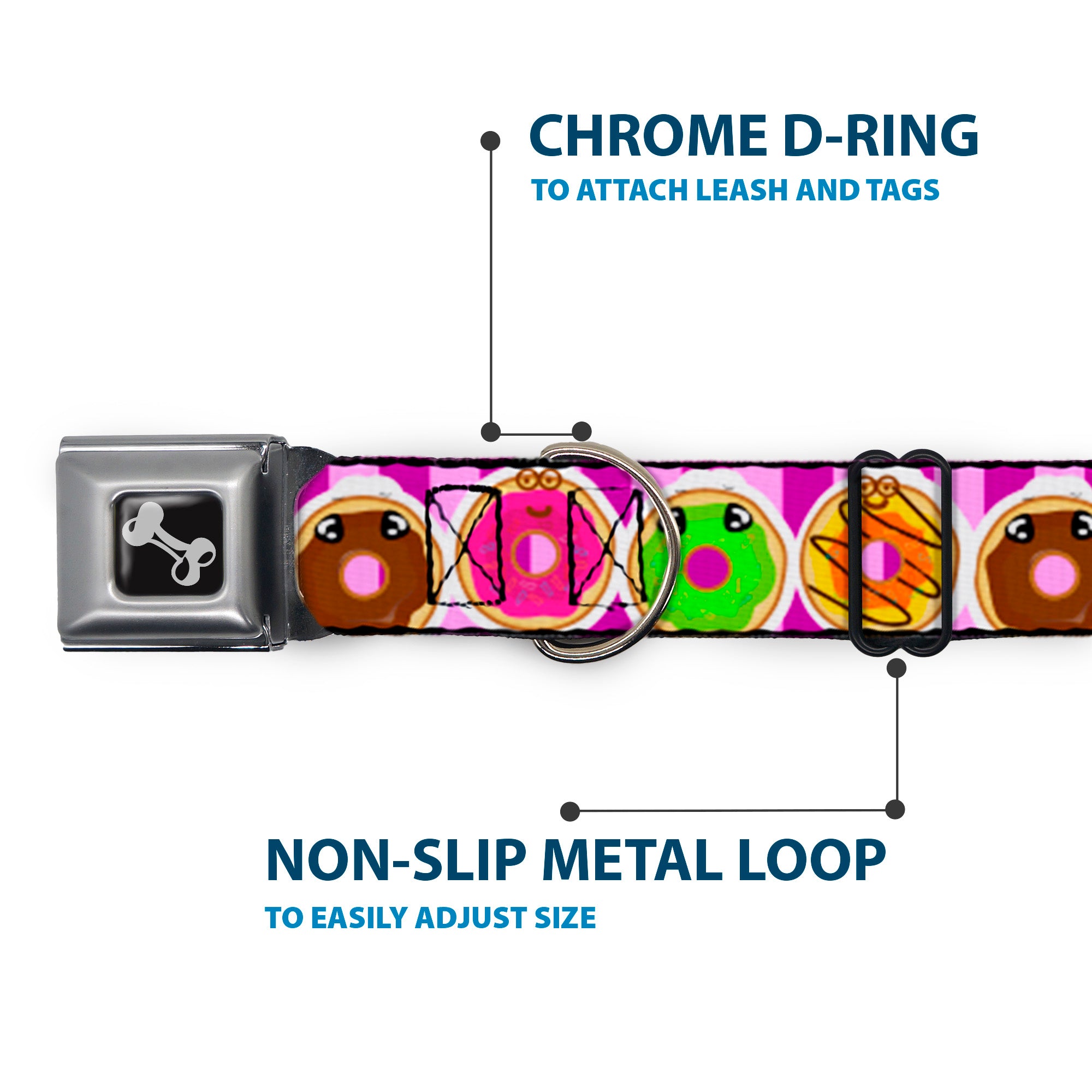 Dog Bone Seatbelt Buckle Collar - Sprinkle Donut Expressions Pink Seatbelt Buckle Collars Buckle-Down