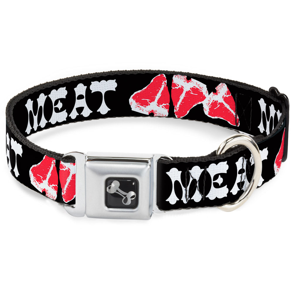 Dog Bone Seatbelt Buckle Collar - Steaks w/MEAT Text Seatbelt Buckle Collars Buckle-Down
