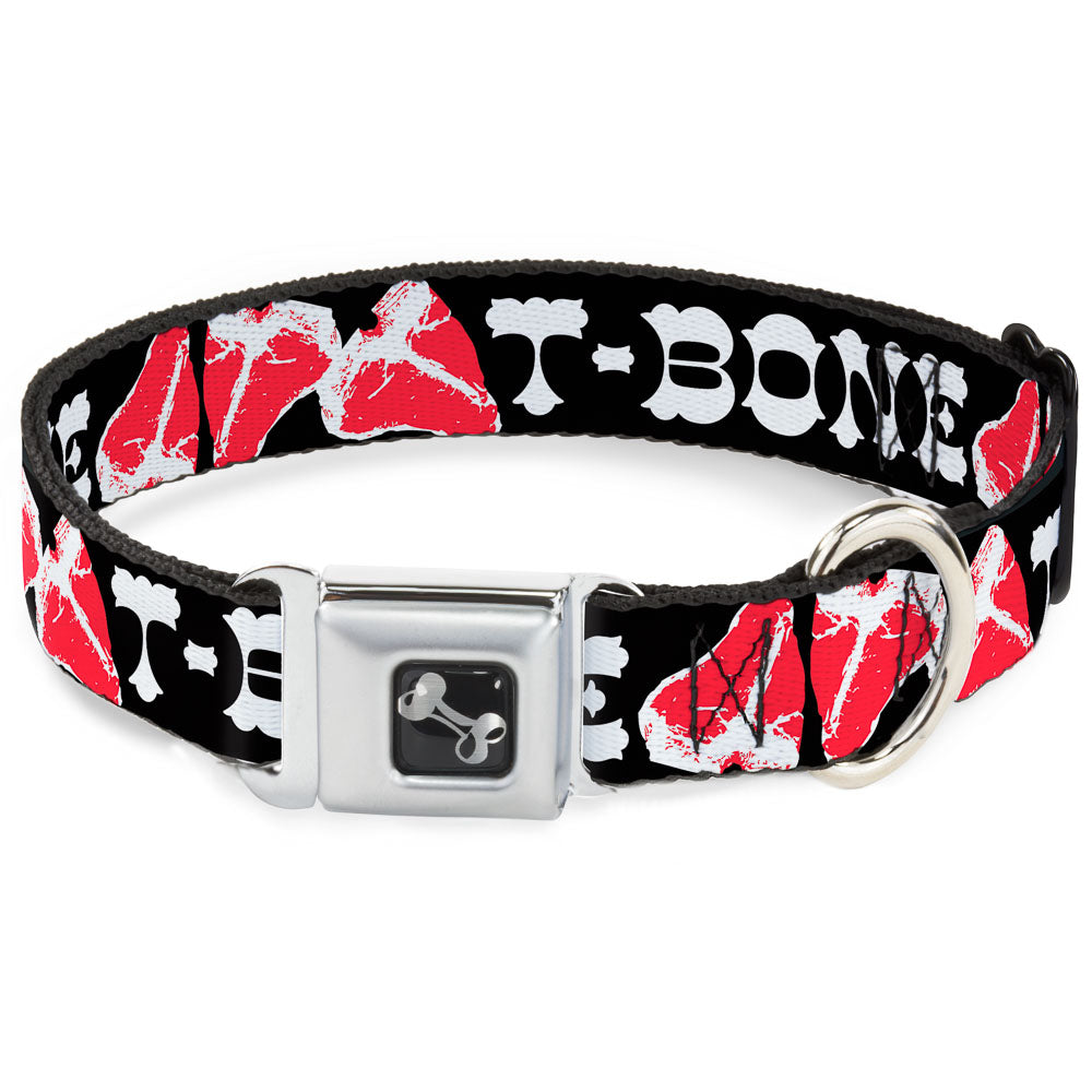 Dog Bone Seatbelt Buckle Collar - Steaks w/T-BONE Text Seatbelt Buckle Collars Buckle-Down