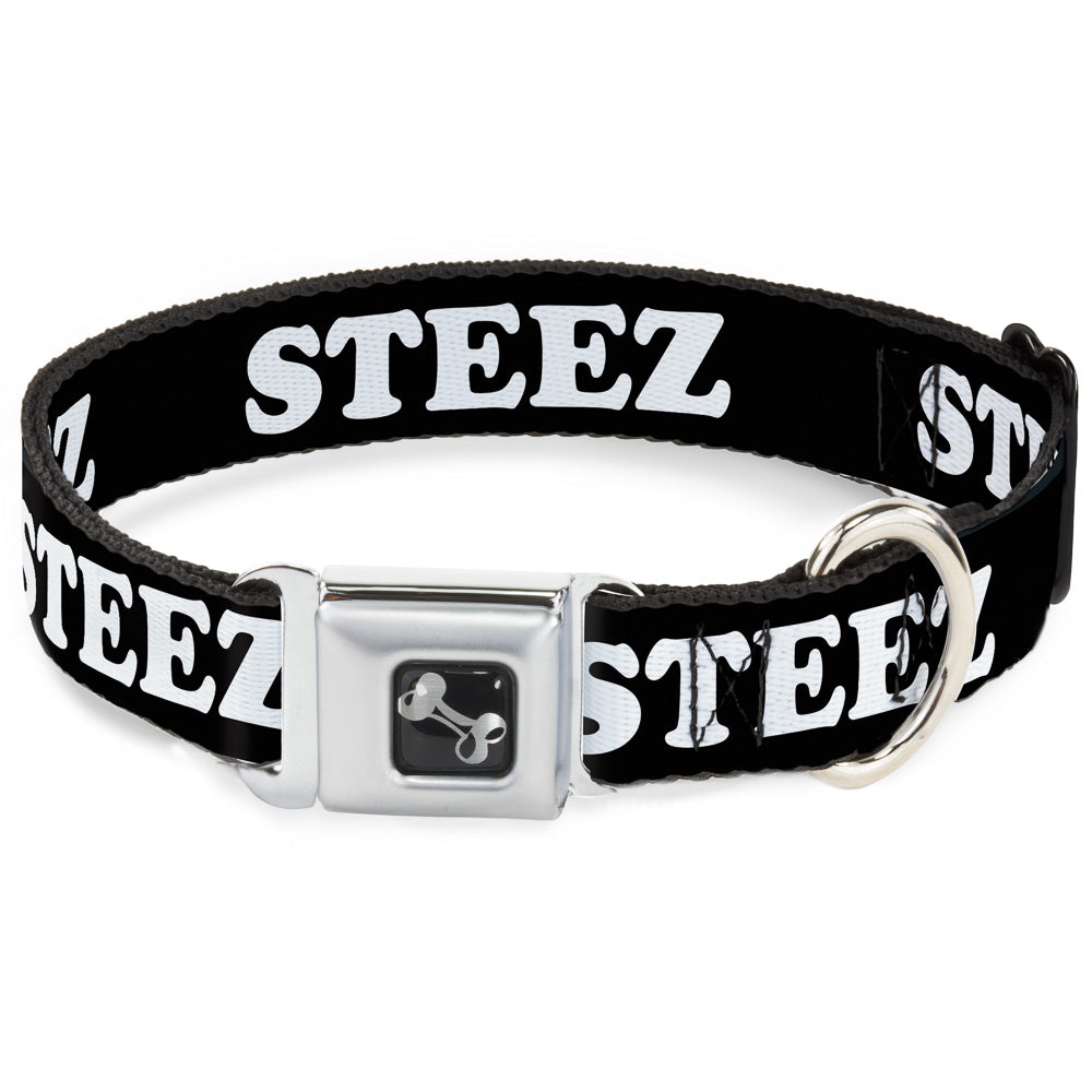 Dog Bone Seatbelt Buckle Collar - STEEZ Black/White Seatbelt Buckle Collars Buckle-Down