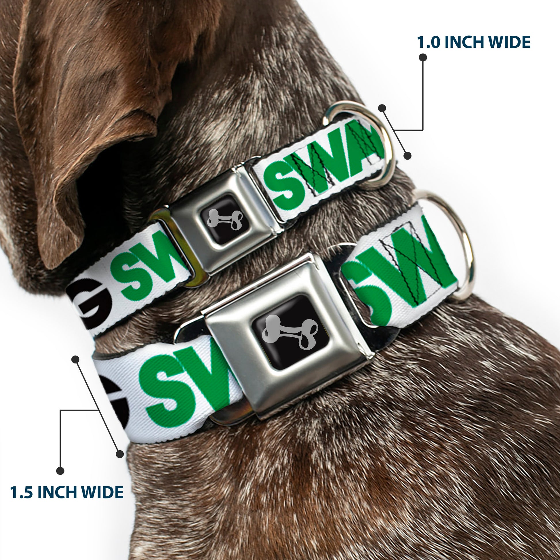 Dog Bone Seatbelt Buckle Collar - SWAGG White/Black/Green Seatbelt Buckle Collars Buckle-Down