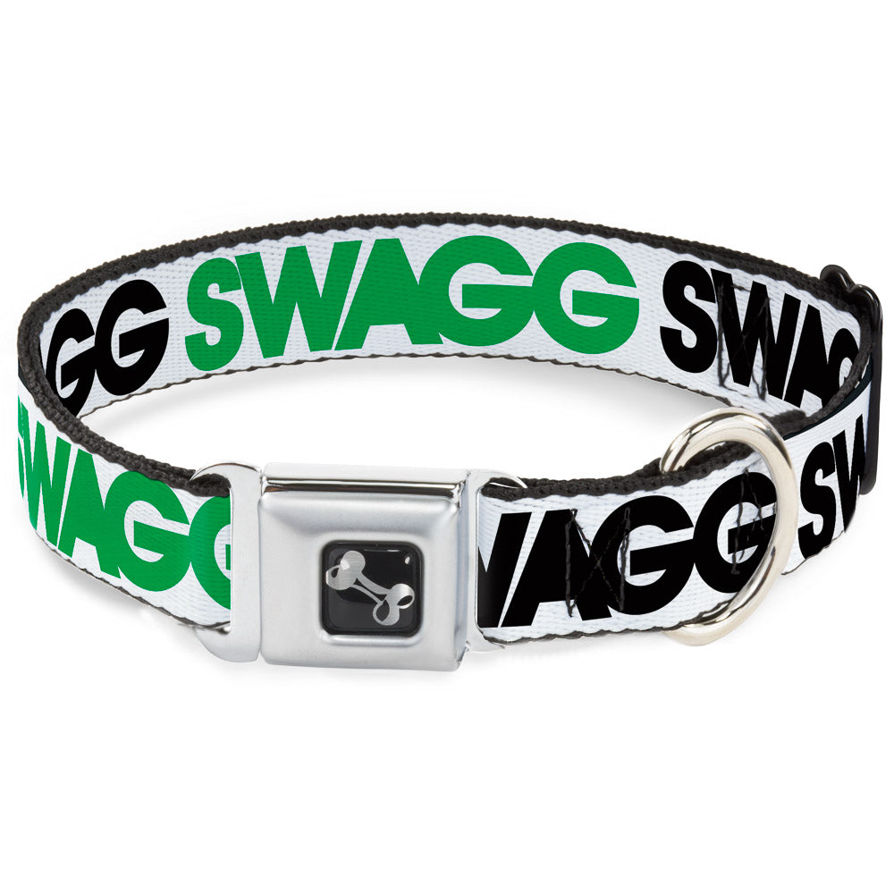 Dog Bone Seatbelt Buckle Collar - SWAGG White/Black/Green Seatbelt Buckle Collars Buckle-Down