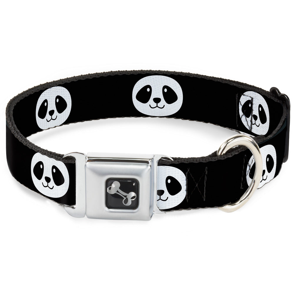 Dog Bone Seatbelt Buckle Collar - Smiling Panda Face Black/White Seatbelt Buckle Collars Buckle-Down