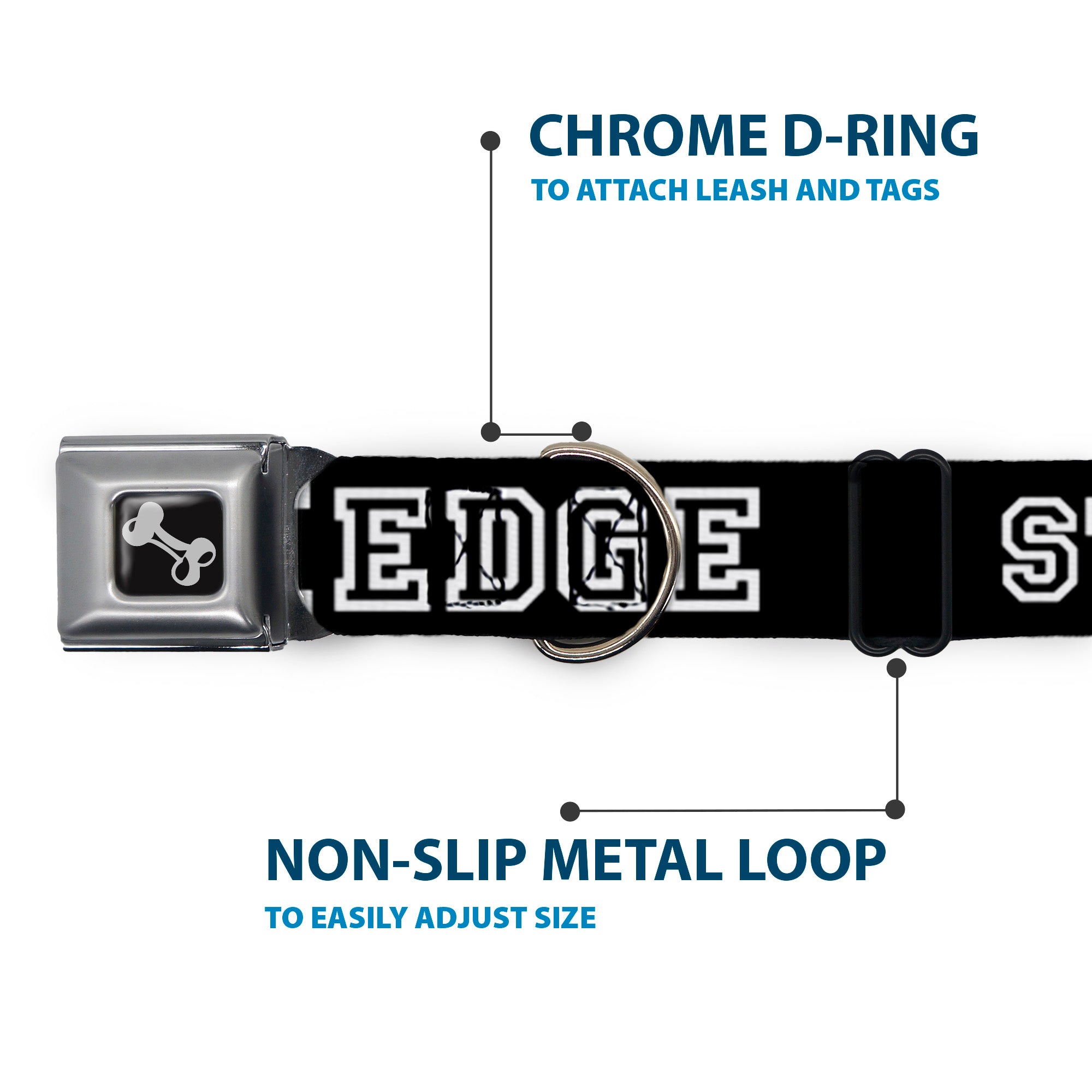 Dog Bone Seatbelt Buckle Collar - STRAIGHT EDGE Black/White Seatbelt Buckle Collars Buckle-Down