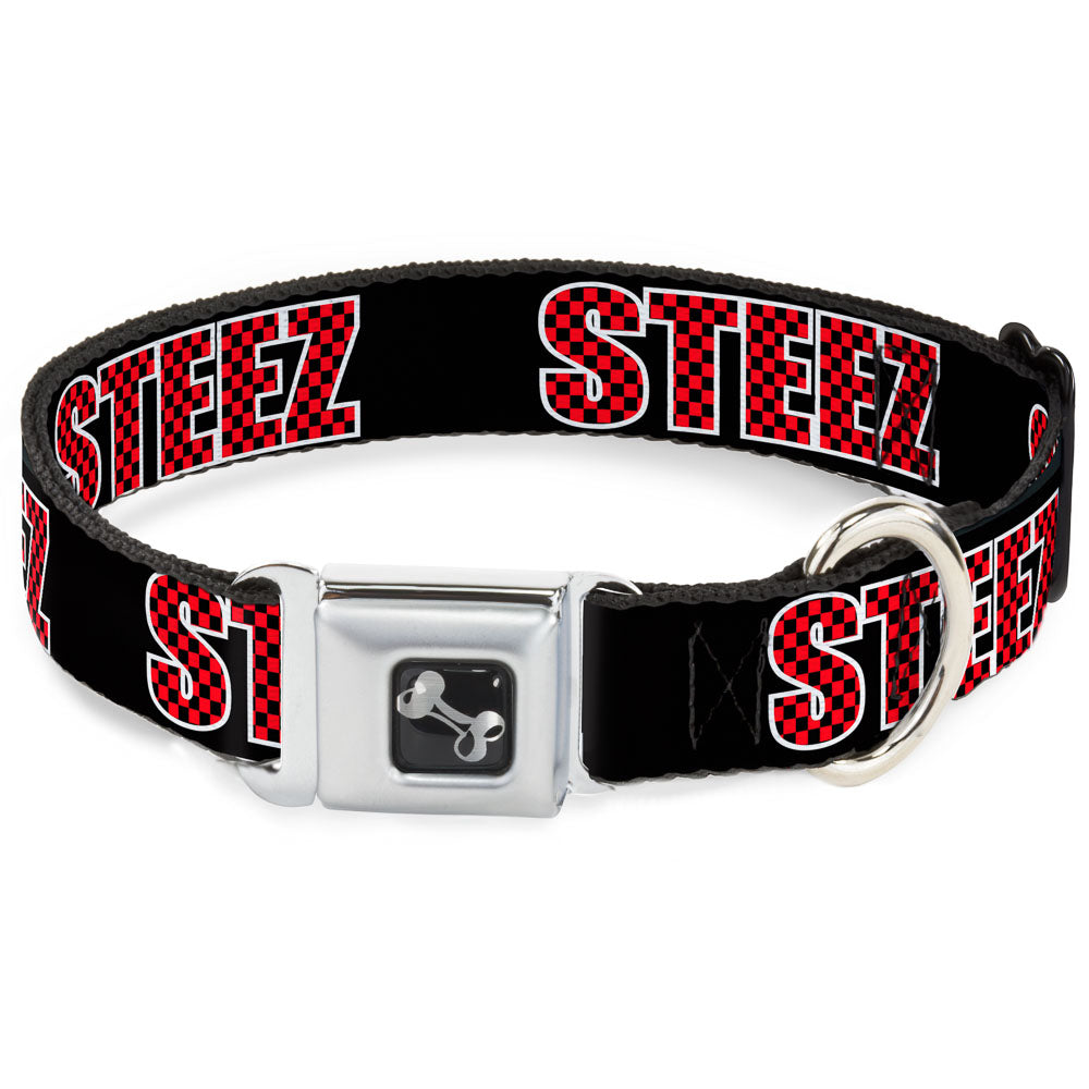 Dog Bone Seatbelt Buckle Collar - STEEZ Black/Checker Black/Red Seatbelt Buckle Collars Buckle-Down