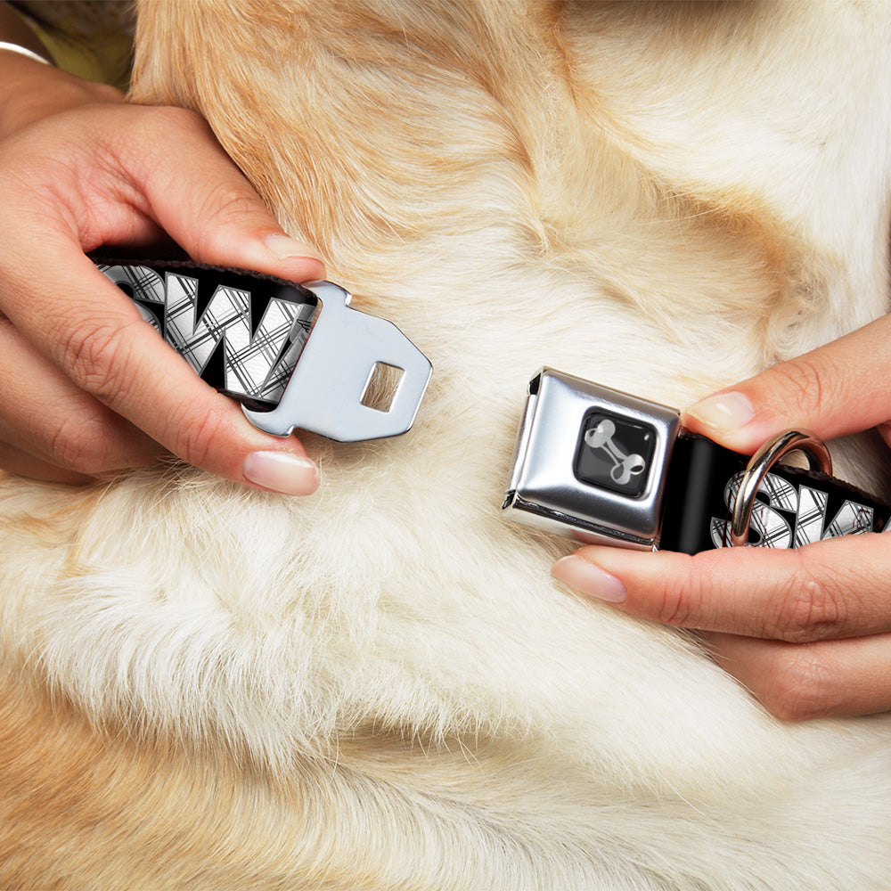 Dog Bone Seatbelt Buckle Collar - SWAG Black/Plaid X White/Gray Seatbelt Buckle Collars Buckle-Down