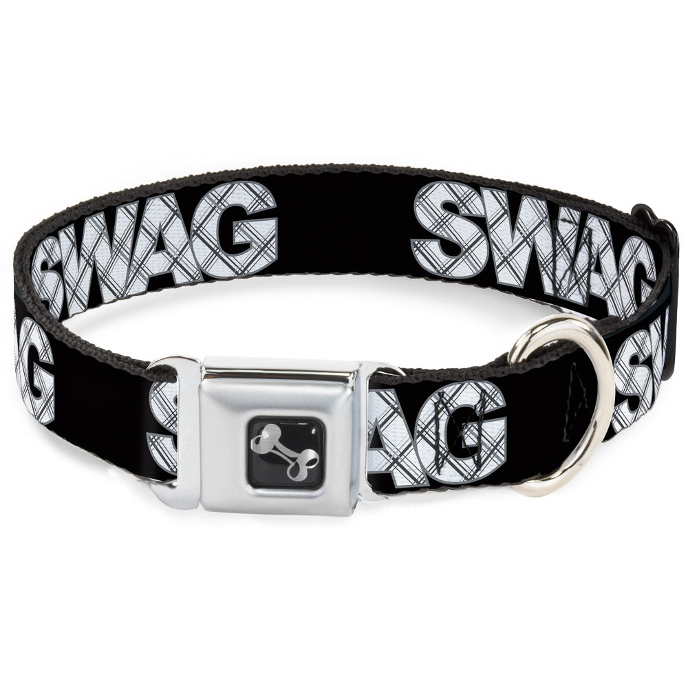 Dog Bone Seatbelt Buckle Collar - SWAG Black/Plaid X White/Gray Seatbelt Buckle Collars Buckle-Down