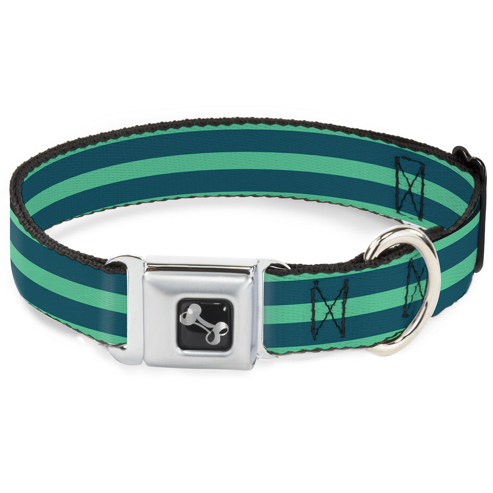Dog Bone Seatbelt Buckle Collar - Stripes Pastel Green/Olive Seatbelt Buckle Collars Buckle-Down