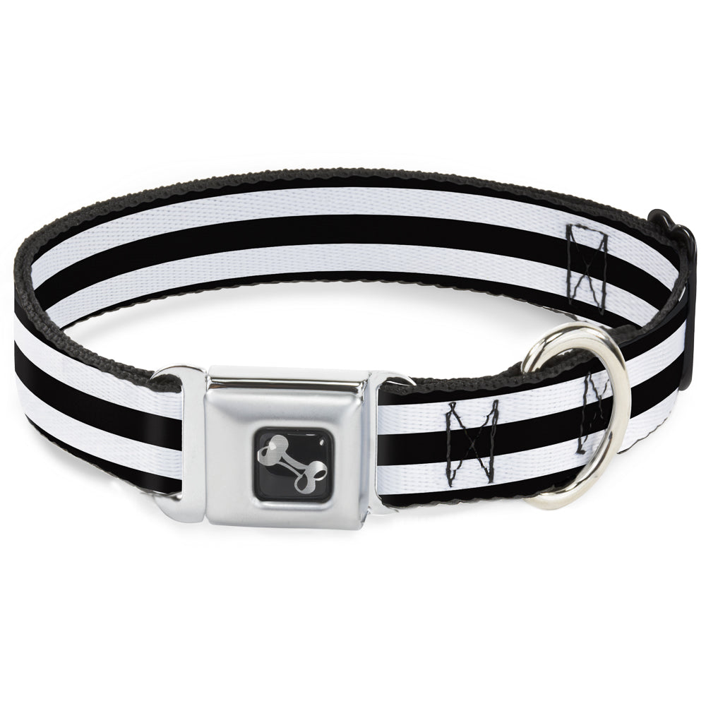 Dog Bone Seatbelt Buckle Collar - Stripes 3Black/2White Seatbelt Buckle Collars Buckle-Down