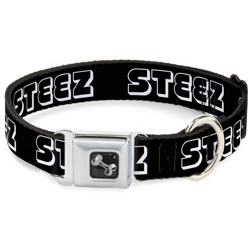 Dog Bone Seatbelt Buckle Collar - STEEZ 3-D Black/White Seatbelt Buckle Collars Buckle-Down