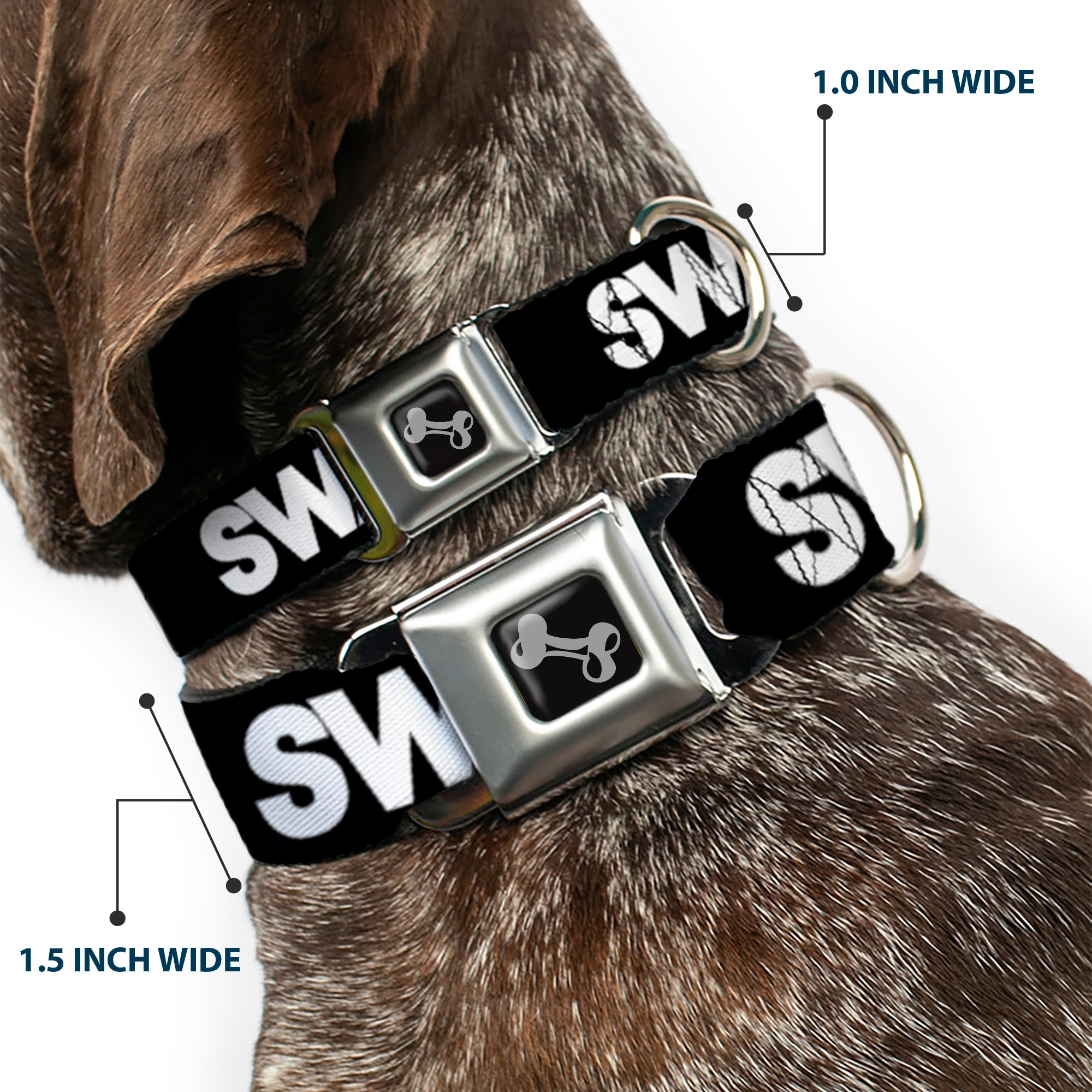 Dog Bone Seatbelt Buckle Collar - SWAG Black/White Seatbelt Buckle Collars Buckle-Down