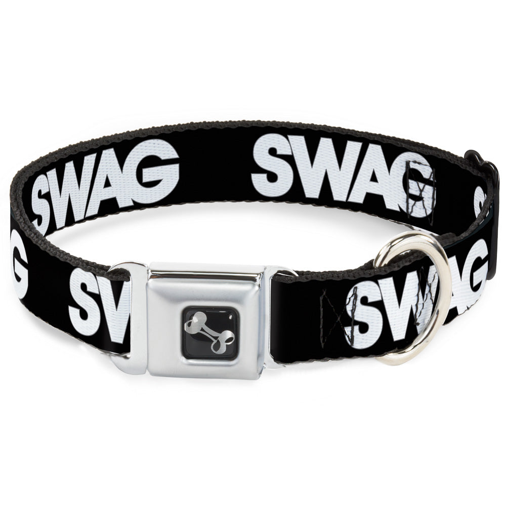 Dog Bone Seatbelt Buckle Collar - SWAG Black/White Seatbelt Buckle Collars Buckle-Down