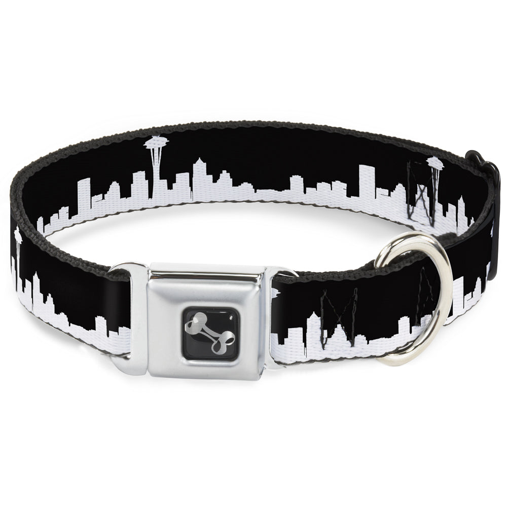Dog Bone Seatbelt Buckle Collar - Seattle Solid Skyline Black/White Seatbelt Buckle Collars Buckle-Down