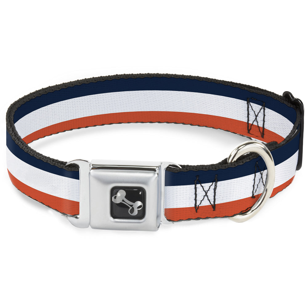 Dog Bone Seatbelt Buckle Collar - Stripe Navy/White/Orange Seatbelt Buckle Collars Buckle-Down