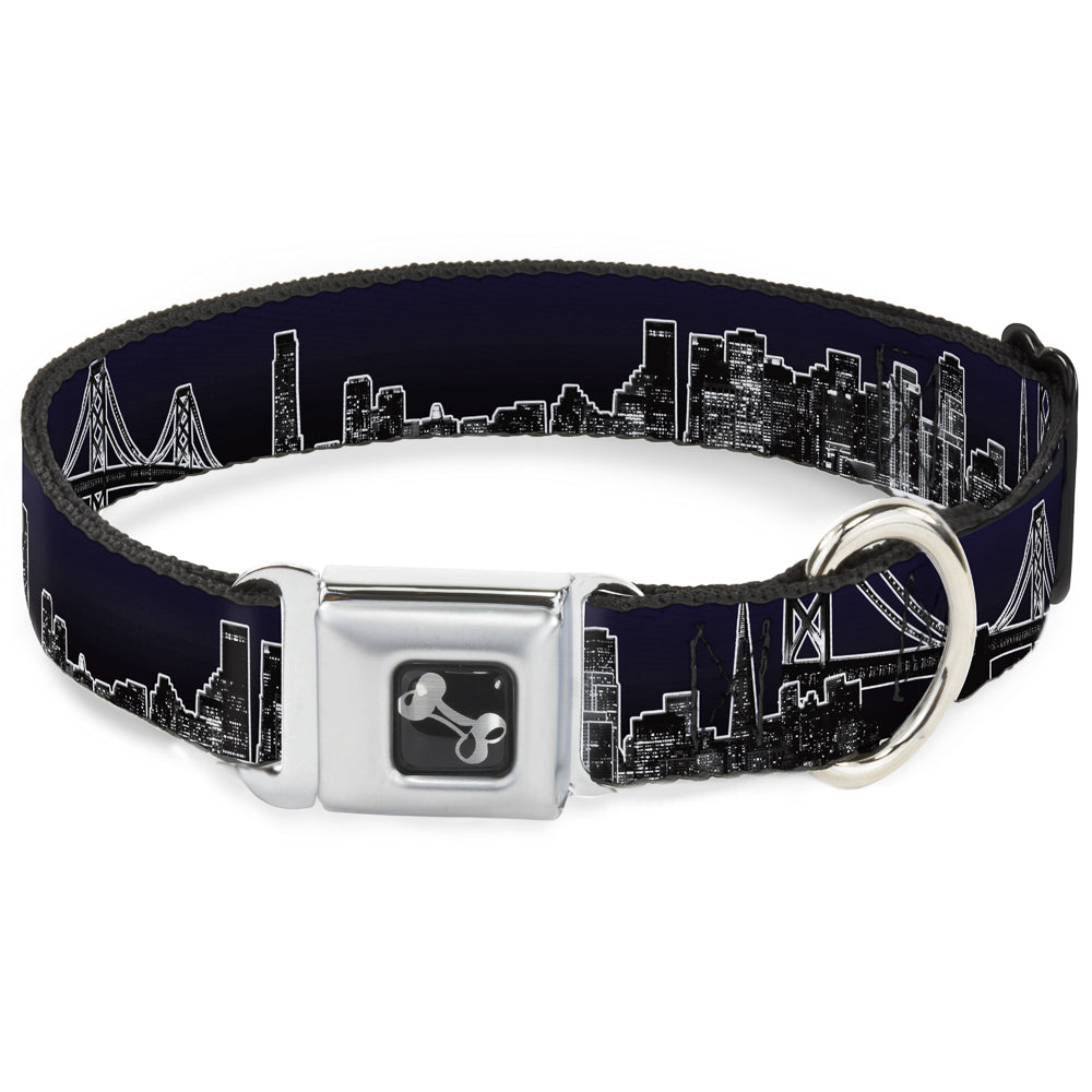 Dog Bone Seatbelt Buckle Collar - San Francisco Vivid Skyline Midnight Blue Seatbelt Buckle Collars Buckle-Down
