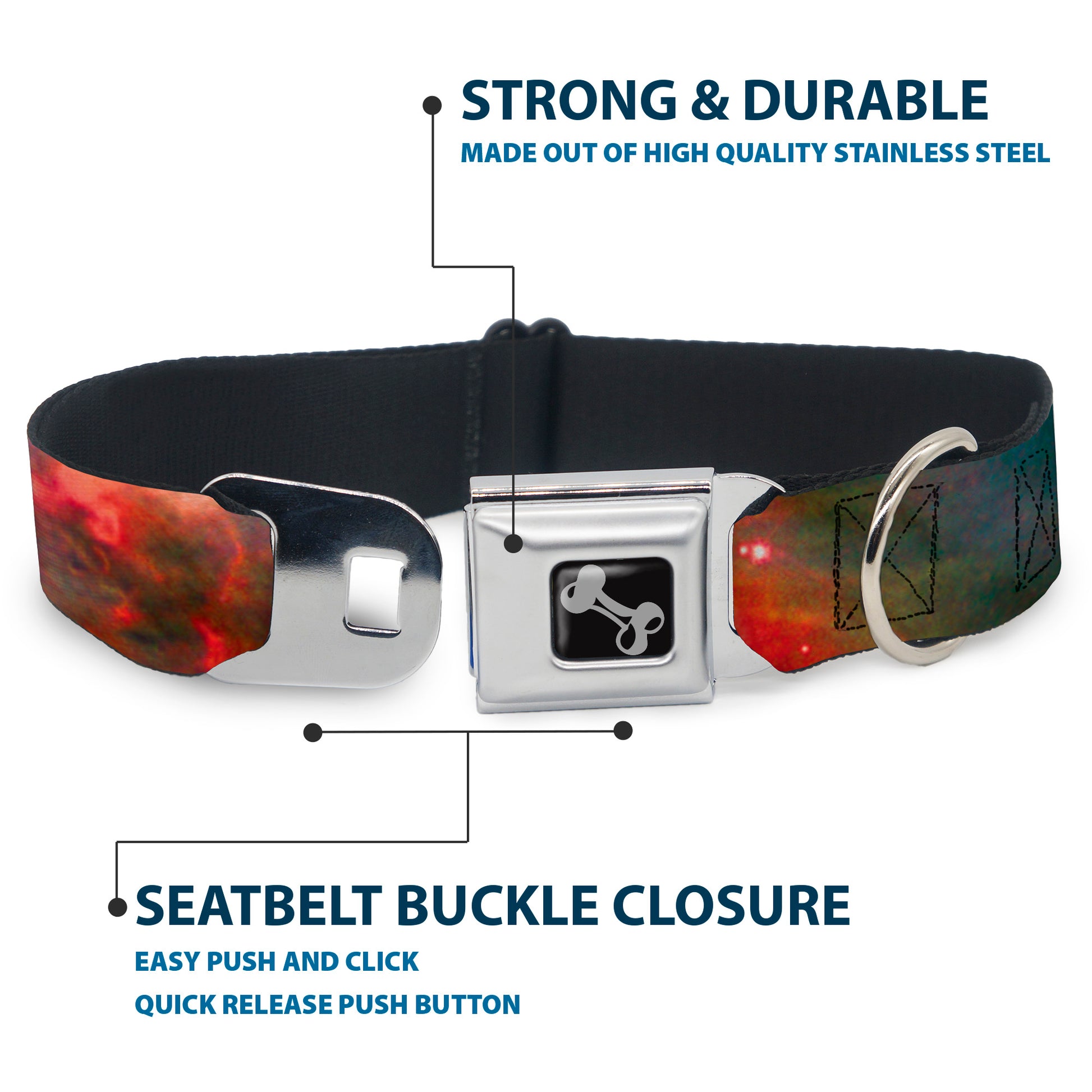 Dog Bone Seatbelt Buckle Collar - Supernova Space Collage Seatbelt Buckle Collars Buckle-Down