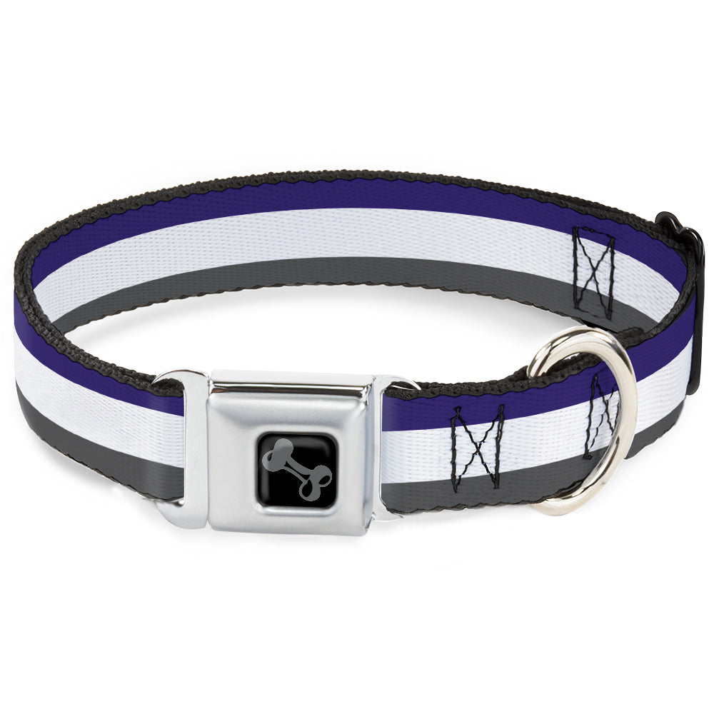 Dog Bone Black/Silver Seatbelt Buckle Collar - Stripes Purple/White/Gray Seatbelt Buckle Collars Buckle-Down