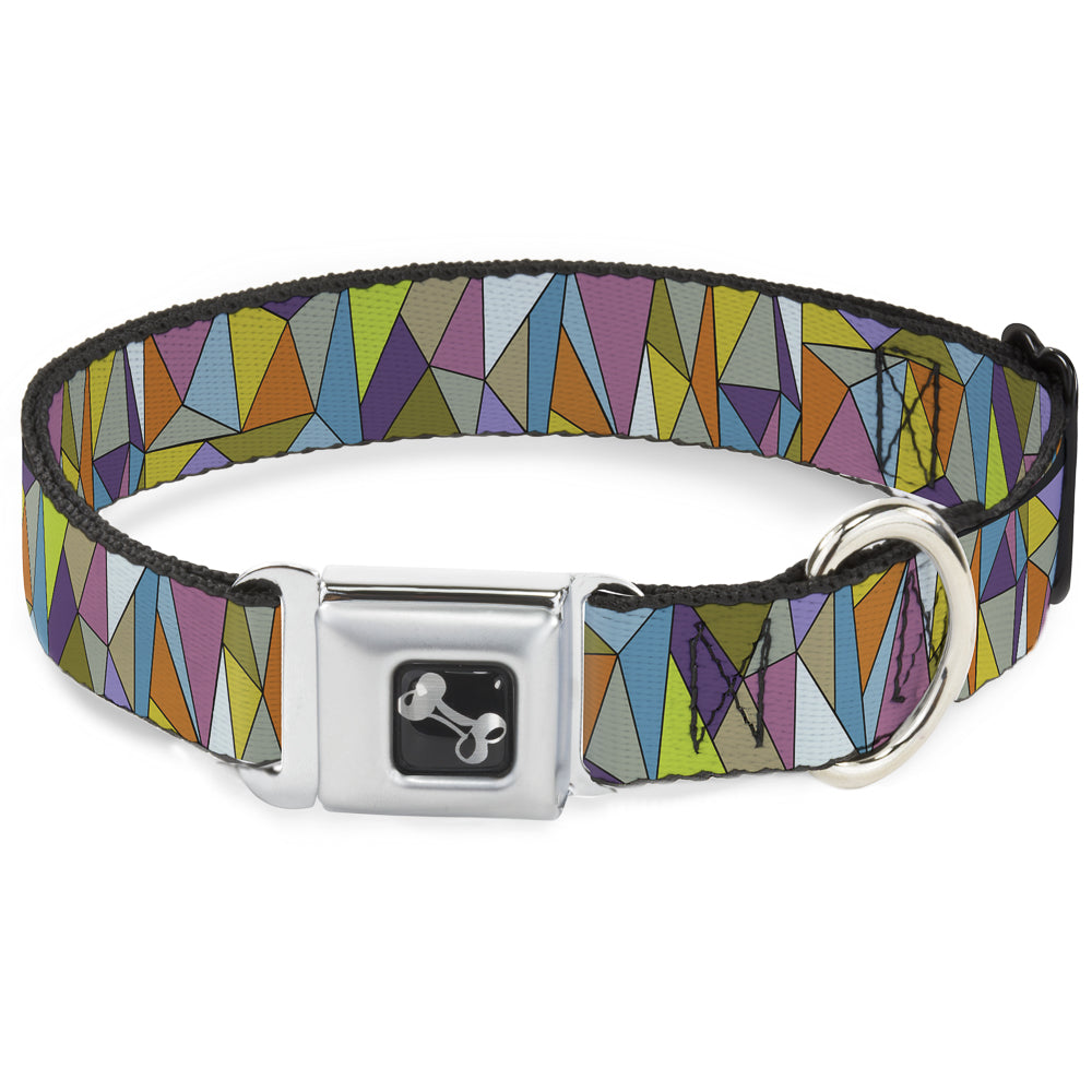 Dog Bone Seatbelt Buckle Collar - Stained Glass Mosaic Multi Color Seatbelt Buckle Collars Buckle-Down