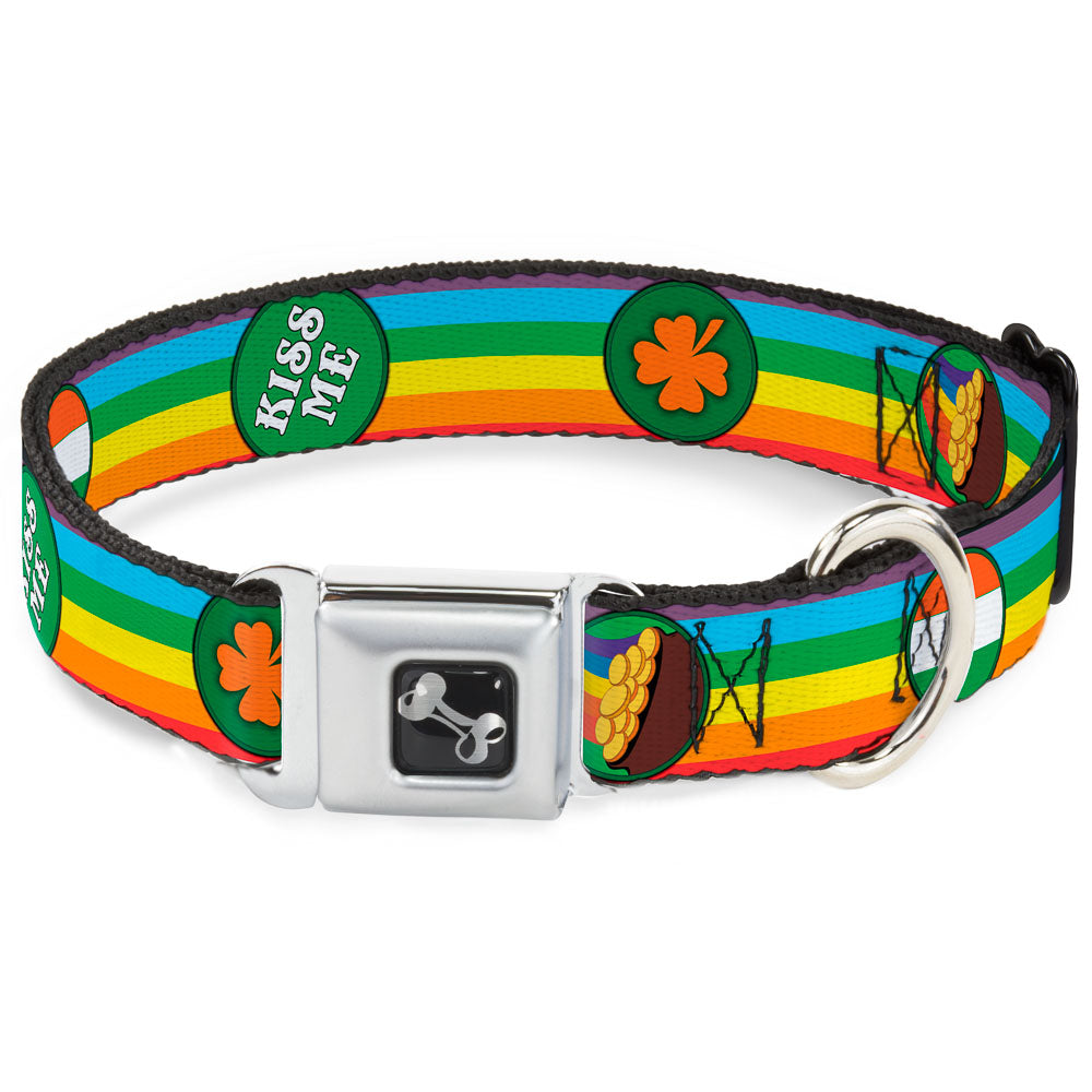 Dog Bone Seatbelt Buckle Collar - St. Pat's Rainbow/Coins Seatbelt Buckle Collars Buckle-Down