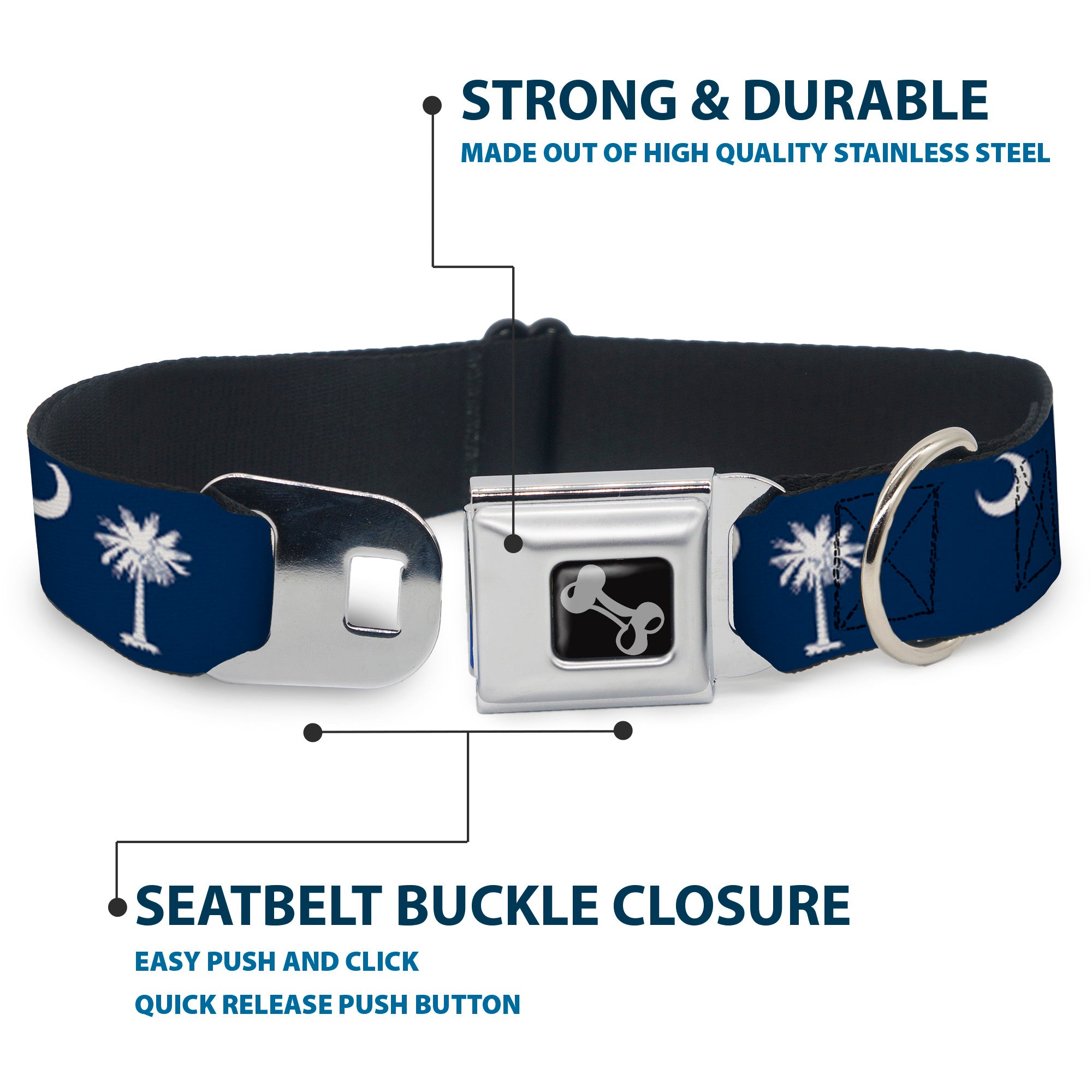 Dog Bone Seatbelt Buckle Collar - South Carolina Flags Seatbelt Buckle Collars Buckle-Down