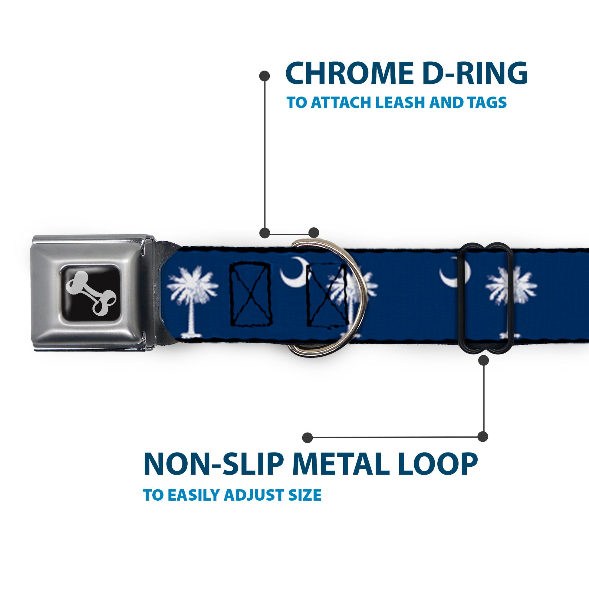 Dog Bone Seatbelt Buckle Collar - South Carolina Flags Seatbelt Buckle Collars Buckle-Down