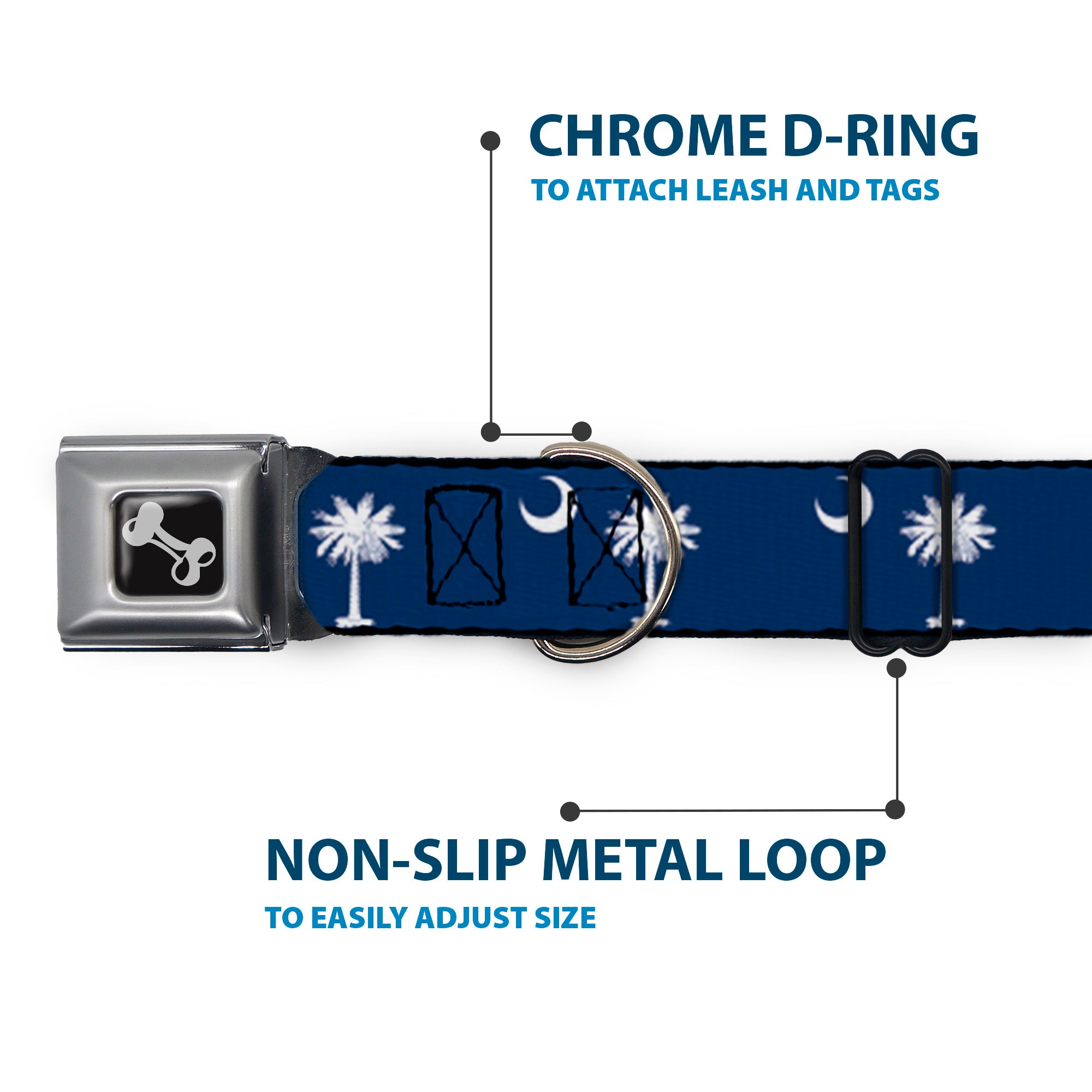 Dog Bone Seatbelt Buckle Collar - South Carolina Flags Seatbelt Buckle Collars Buckle-Down